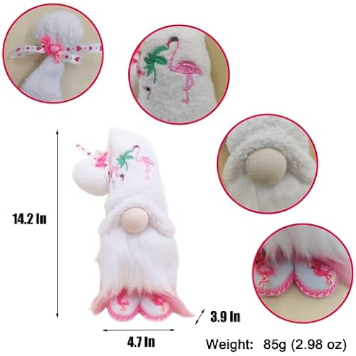 Flamingo Decor Summer Gnome Plush, Flamingo Gift with Cotton Hat &#x26; Shoe Nodic Plush Handmade Tiered Tray for Home, Kitchen Ornaments Clearance Gnome Plush Elf Gift for Christmas Holiday