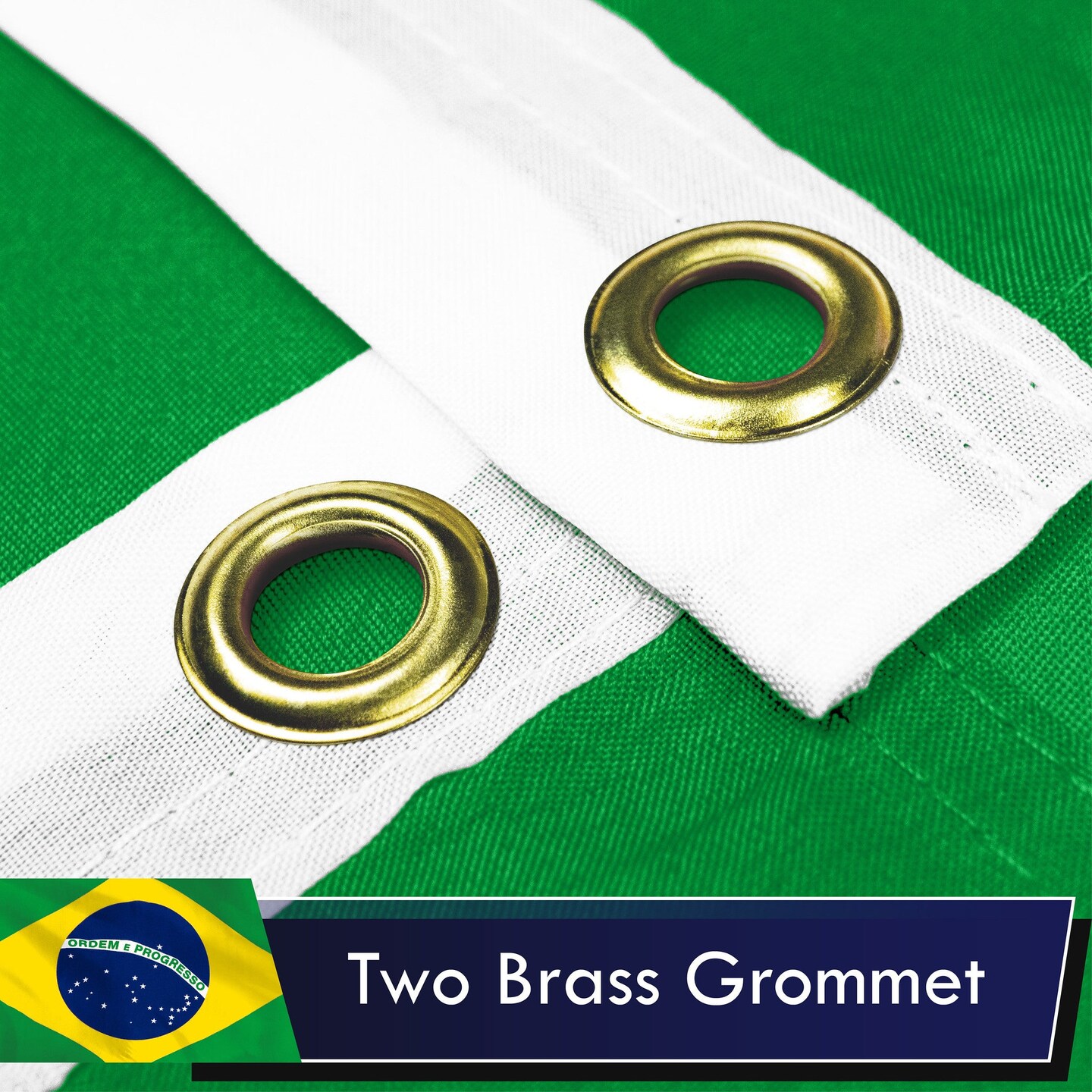 G128 Combo Pack: USA American Flag 3x5 Ft 75D Printed Stars &#x26; Brazil (Brazilian) Flag 3x5 Ft 75D Printed
