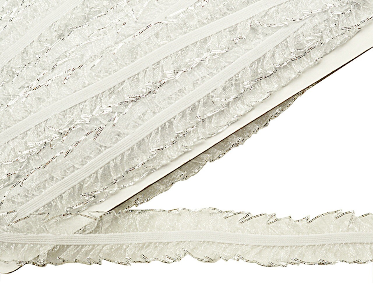 1&#x22; x 20 Yards White/Silver Organza Stretch Lace Trim 5 Packs Organza Trim