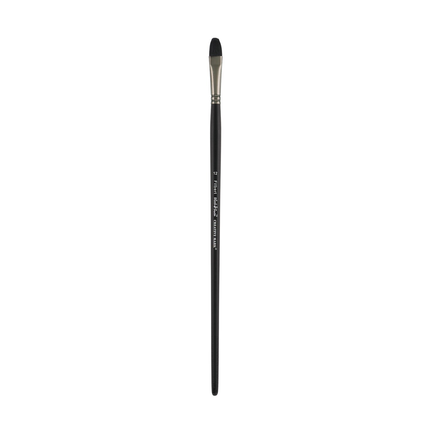 Black Swan Synthetic Red Sable Paint Brushes - Filbert Size # 12 - Professional Quality Long Handle Paint Brushes for Oil, Heavy Body Media and Acrylic - Artists of All Levels