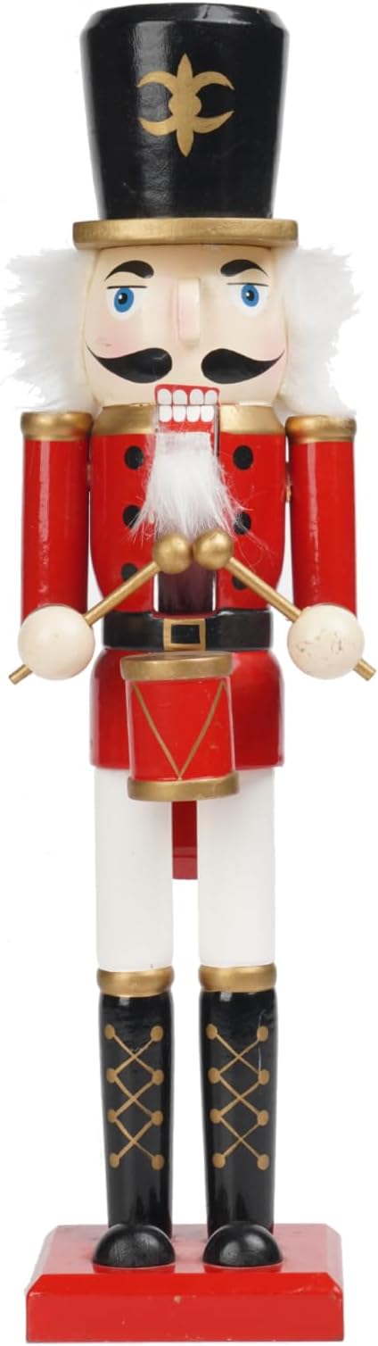 Christmas Nutcracker Soldier Figurine Decorations - 14.75H in Nutcracker Christmas Decor Traditional Soldiers Wooden Red Nutcracker Xmas Festive Gifts Farmhouse D&#xE9;cor for Fireplace Newman House Studio