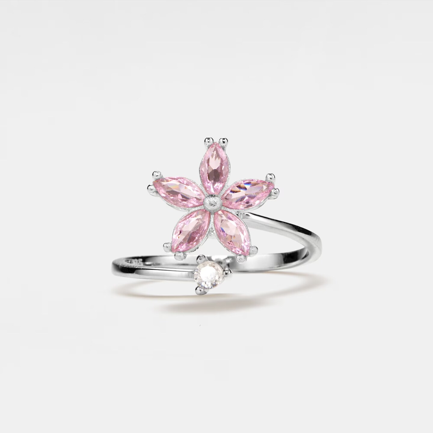 PERIMADE Flower Fidget Spinner Ring • Pink Flower Anxiety Spinning Ring • Sterling Silver Friendship Jewelry • Best Friend Gift • R0256 product 4