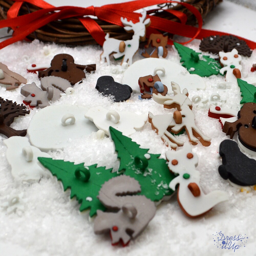 Dress It Up Buttons Winter Wonderland Super Value Pack, 30pcs+ Sewing Shank Embellishments