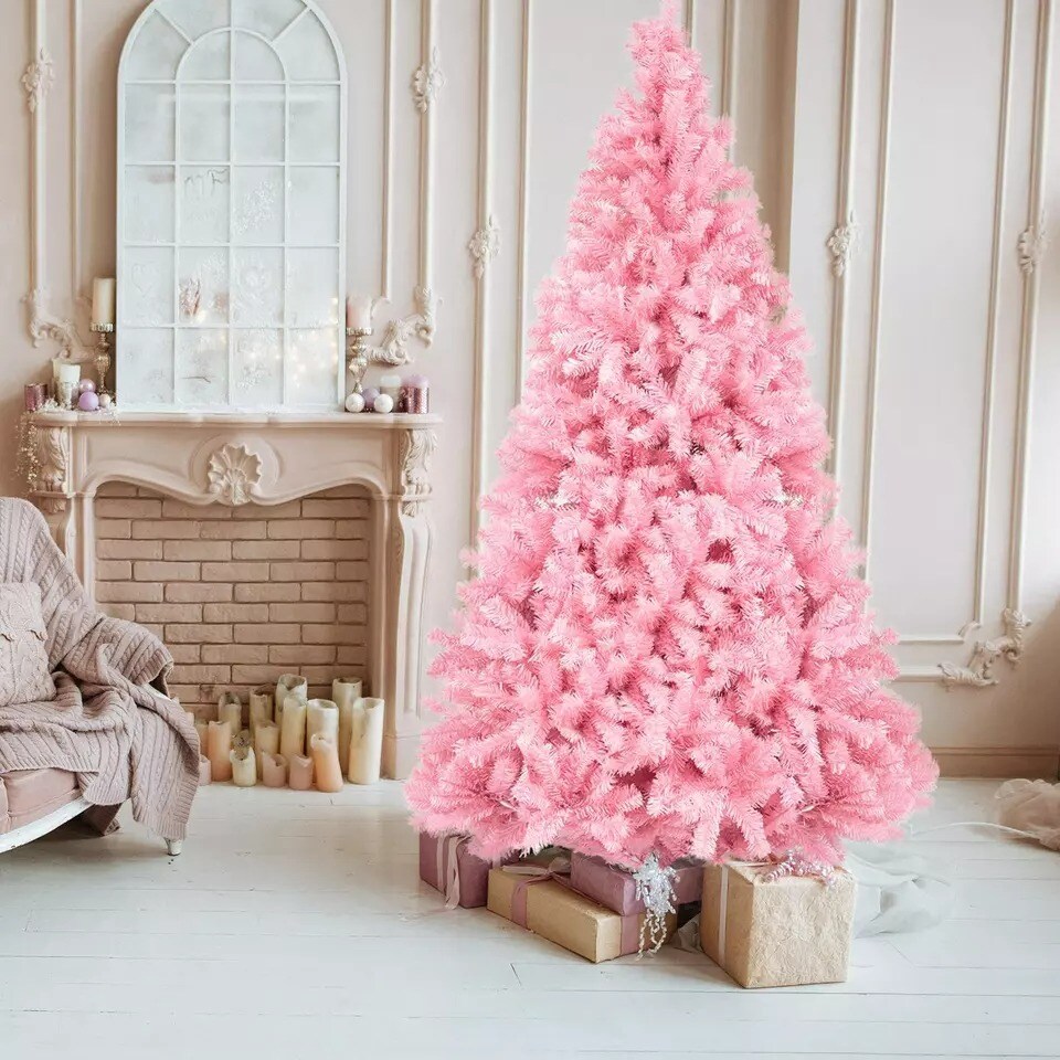 7 FT Artificial Xmas Christmas Tree 1800 Branches Holiday Decor with Stand Pink