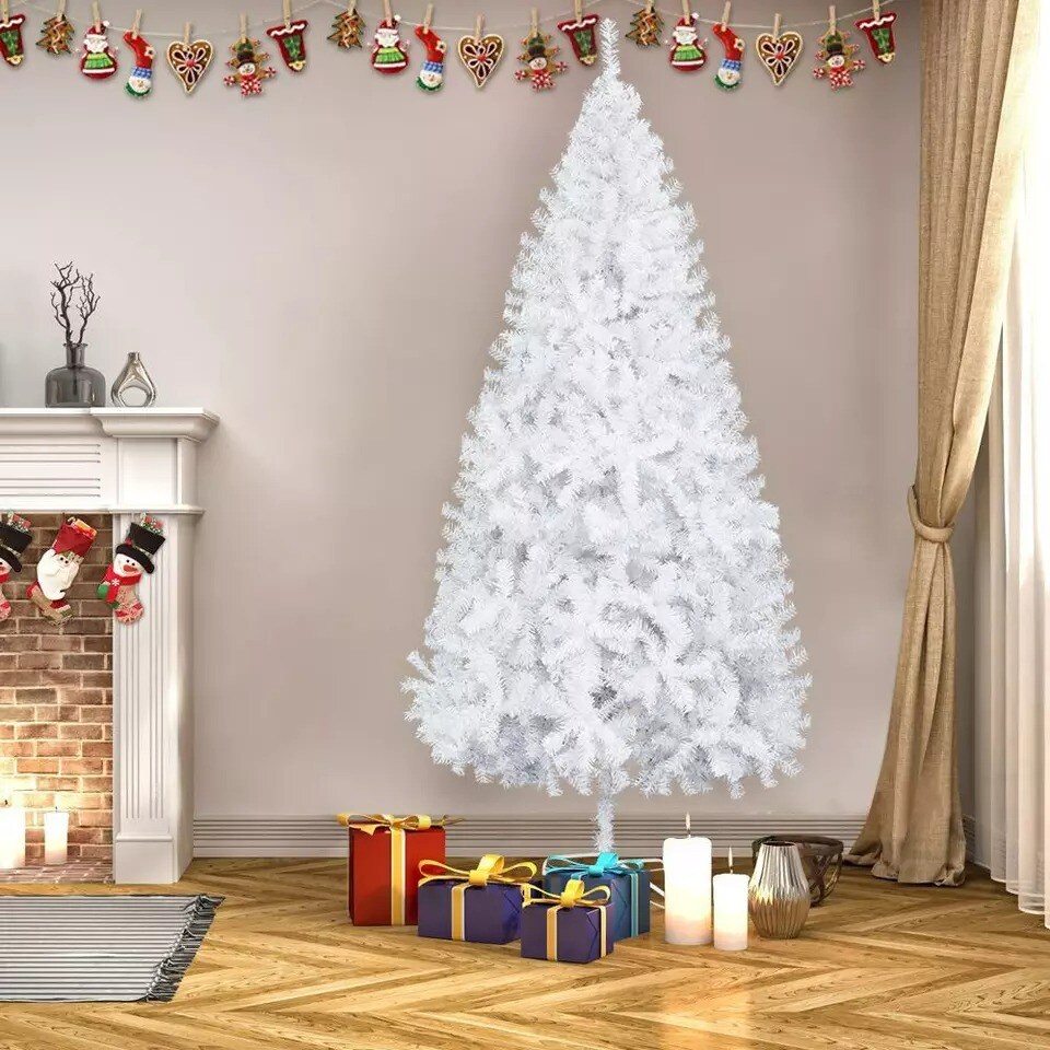 Slim Pencil 7Ft PVC Artificial Christmas Tree w/ Stand Home Holiday Decor WHITE