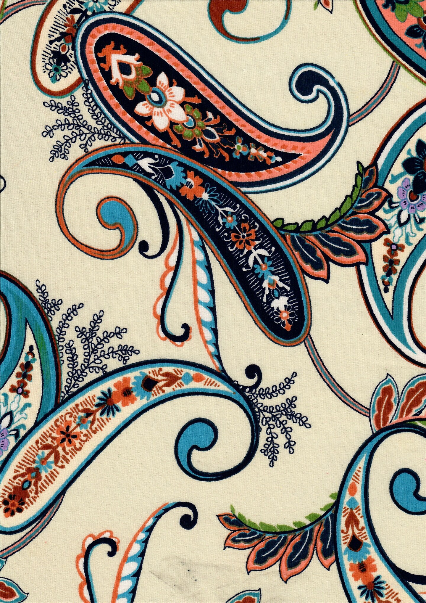 1 Yard Korean ITY Paisley Print Knit Fabric 200 GSM, 58/60″ Wide Polyester Spandex Blend