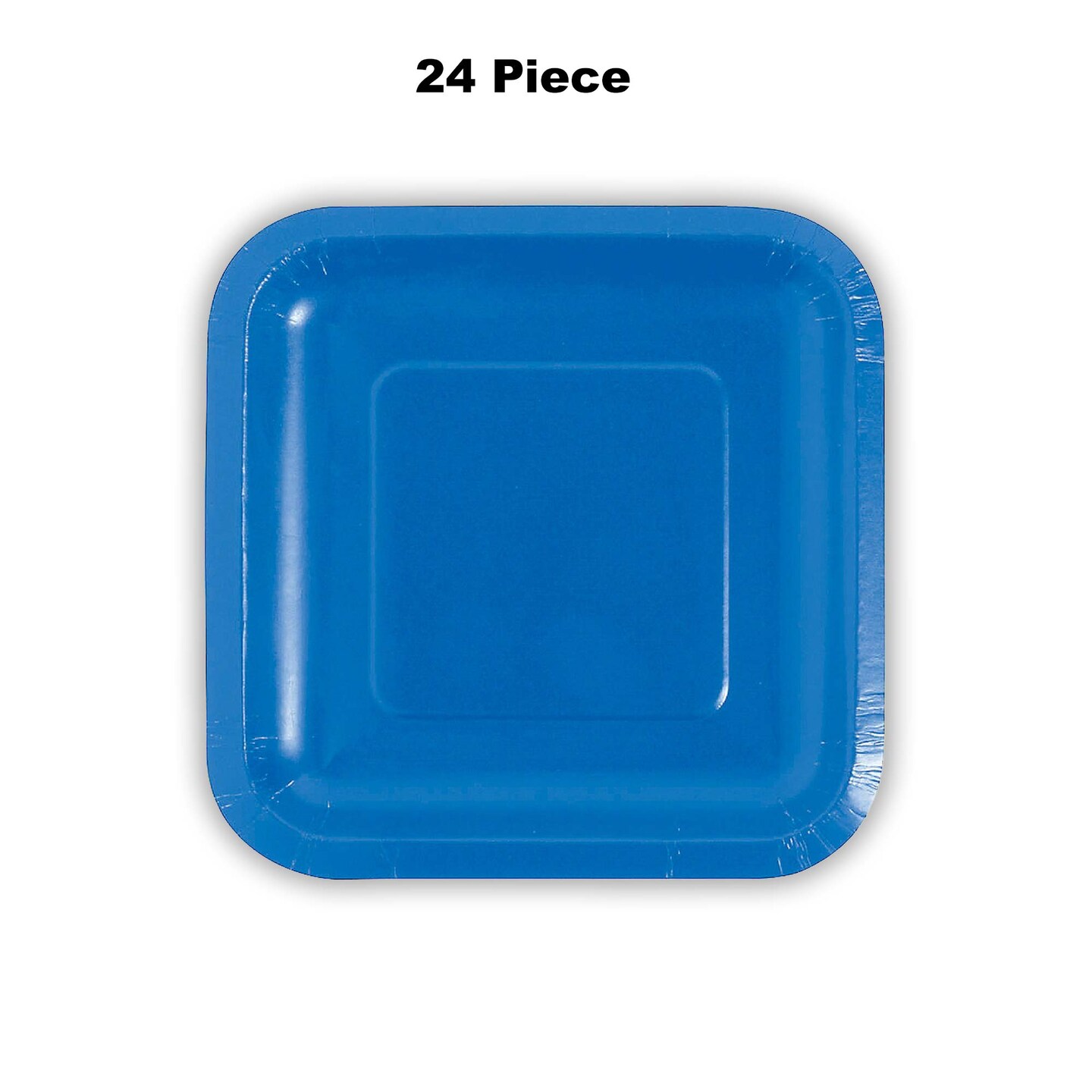24 Count Royal Blue Square Paper Dessert Plates Durable Disposable Plates for Celebrations 7"