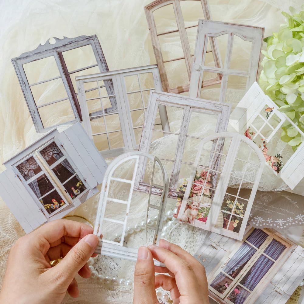 Vintage Scrapbook Paper Sheets Window Cutout Stickers