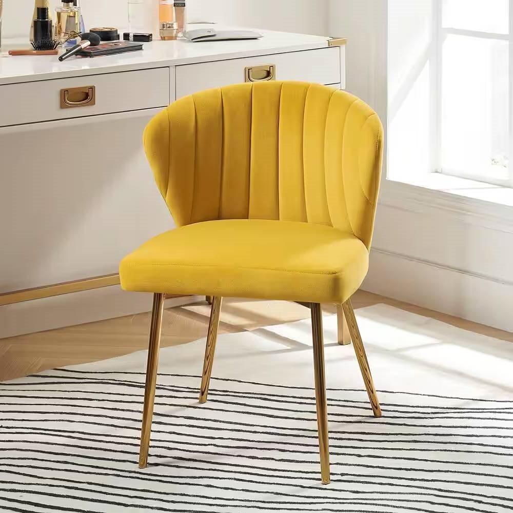 Velvet Upholstered Wingback Armless Side Chair with Gold Metal