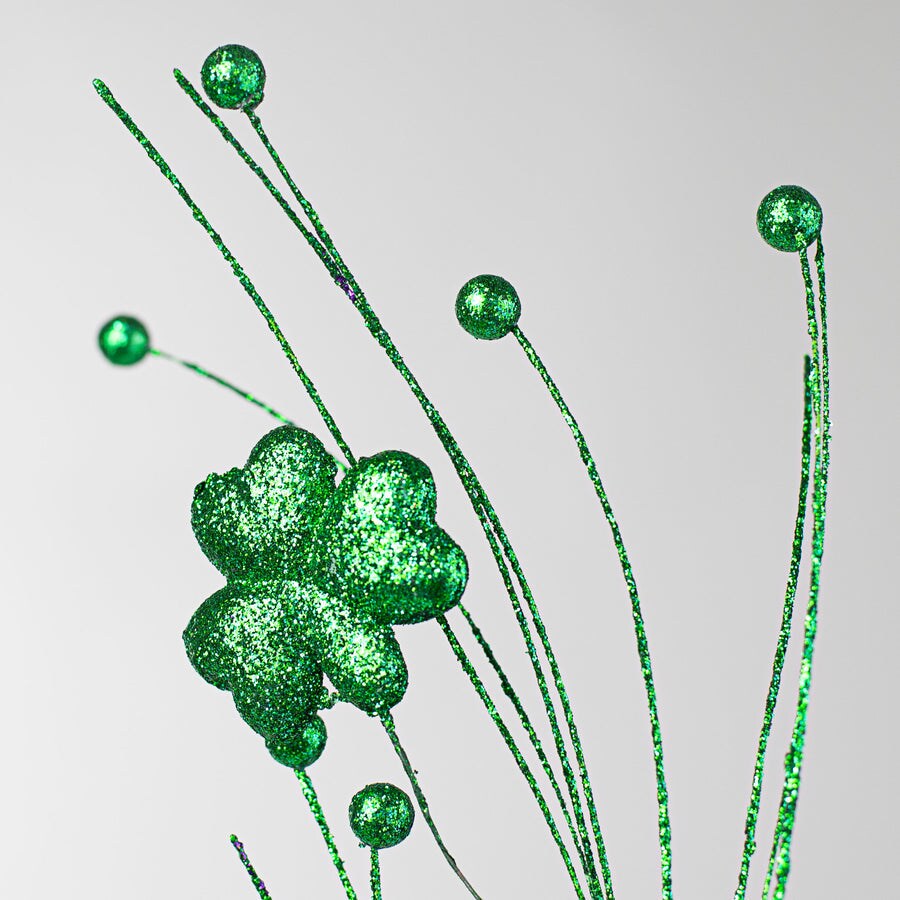 22&#x22; Emerald Glittered Shamrock Spray - St. Patrick&#x27;s Day Decoration
