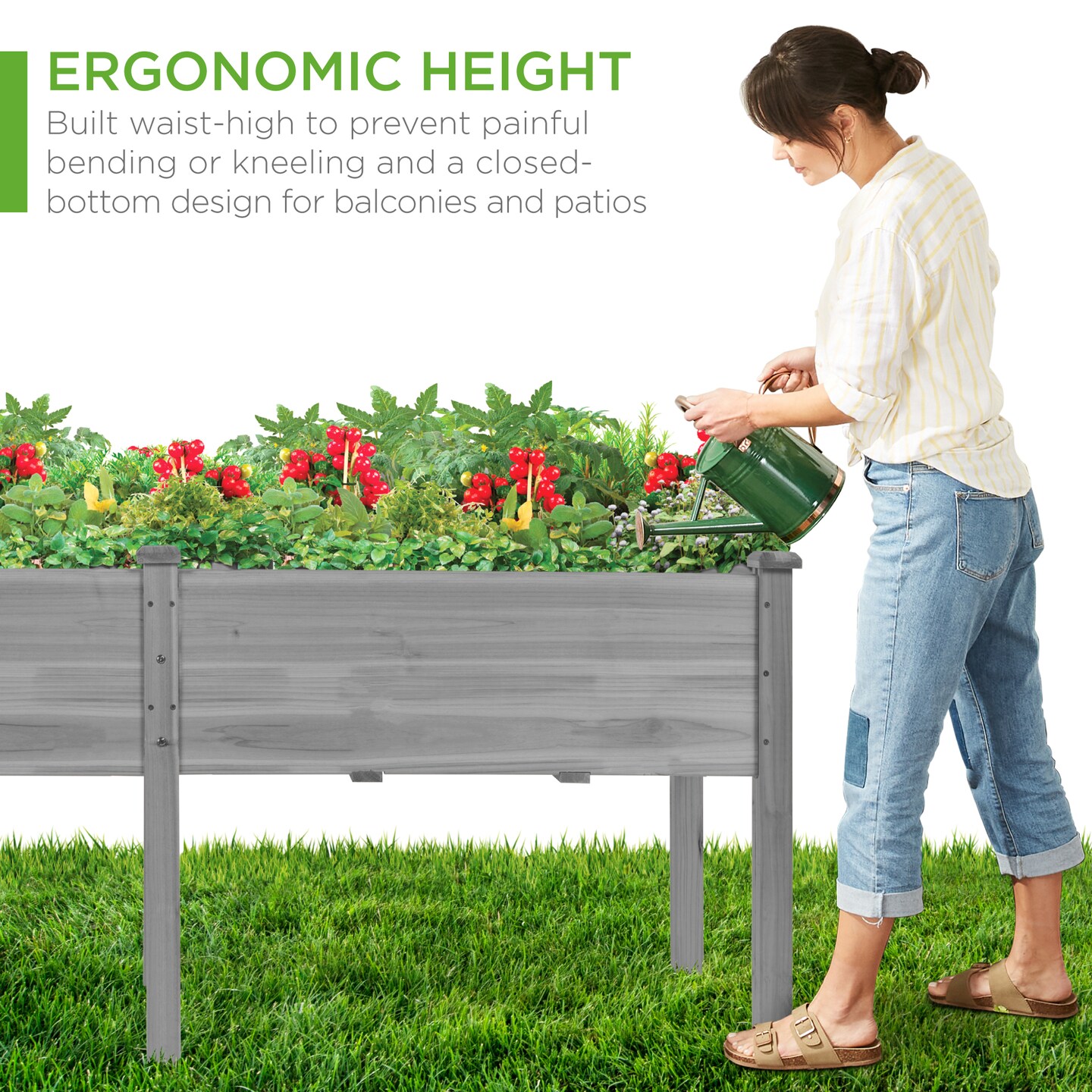 Best Choice Products 72x23x30in Raised Garden Bed, Elevated Wood Planter Box for Patio w/ Divider Panel