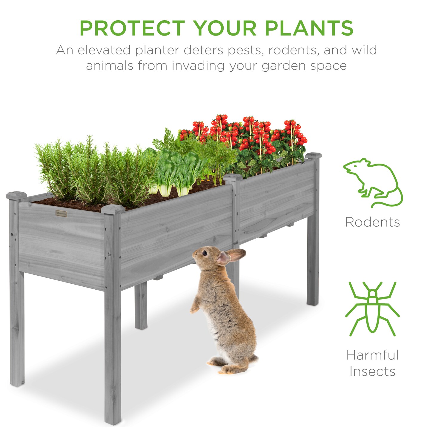 Best Choice Products 72x23x30in Raised Garden Bed, Elevated Wood Planter Box for Patio w/ Divider Panel