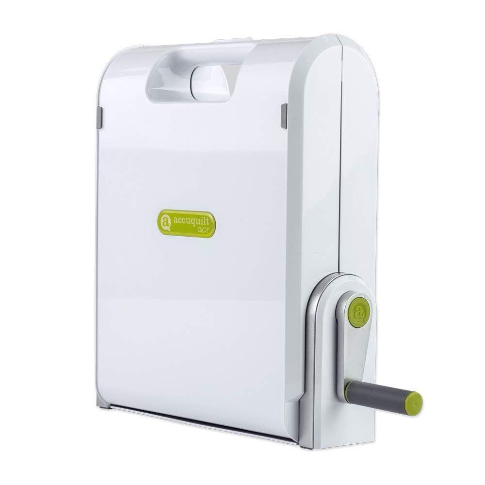 AccuQuilt GO! Fabric Cutter Starter Set including the GO! Fabric Cutter, Original Handle, GO! Value Fabric Cutting Die, GO! 6&#x201D; x 12&#x201D; Cutting Mat, 20 Pg Pattern Book, and Die Pick.