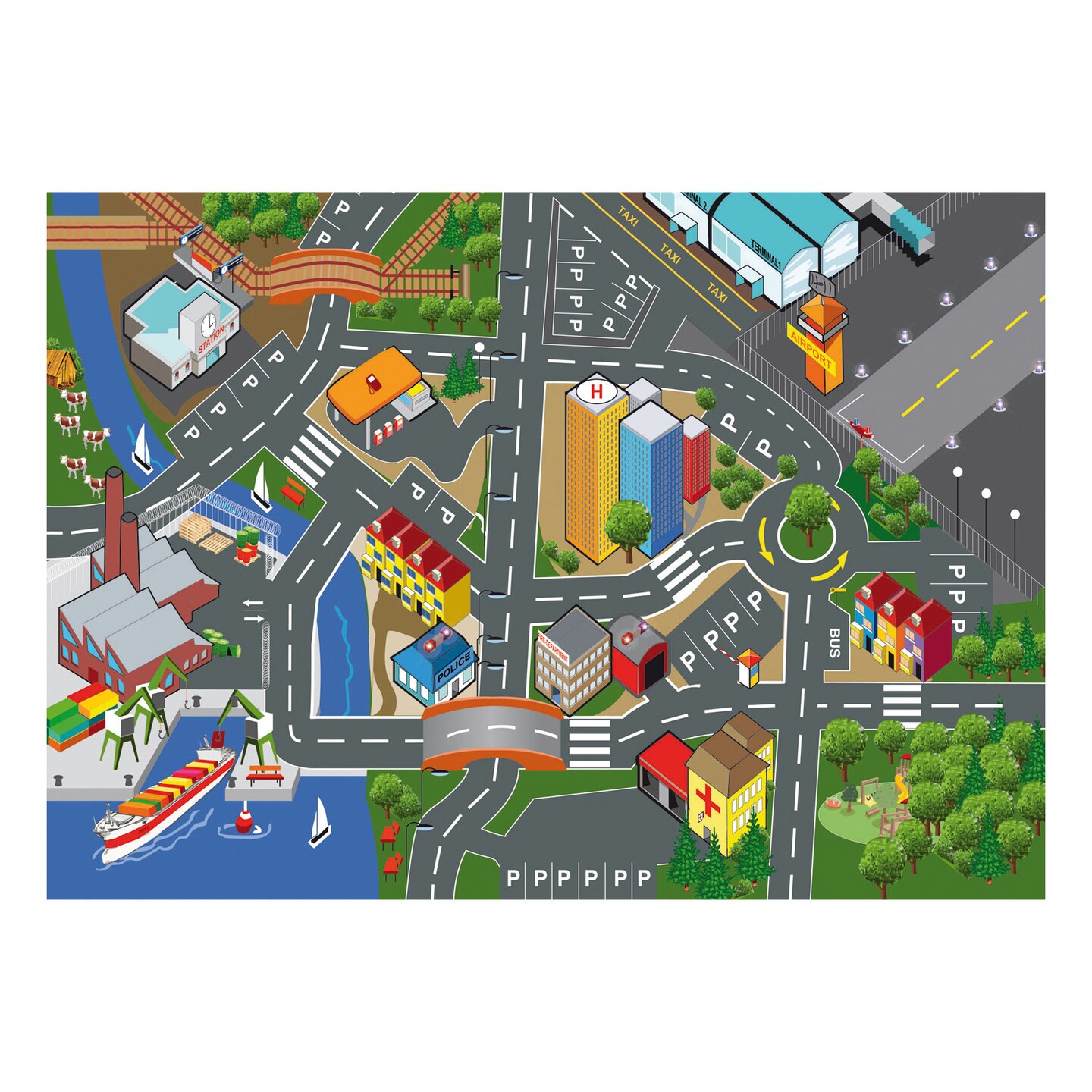 Dickie Toys - Play Carpet Playmat Vehicle Playset, 40 Inches x 55 Inches