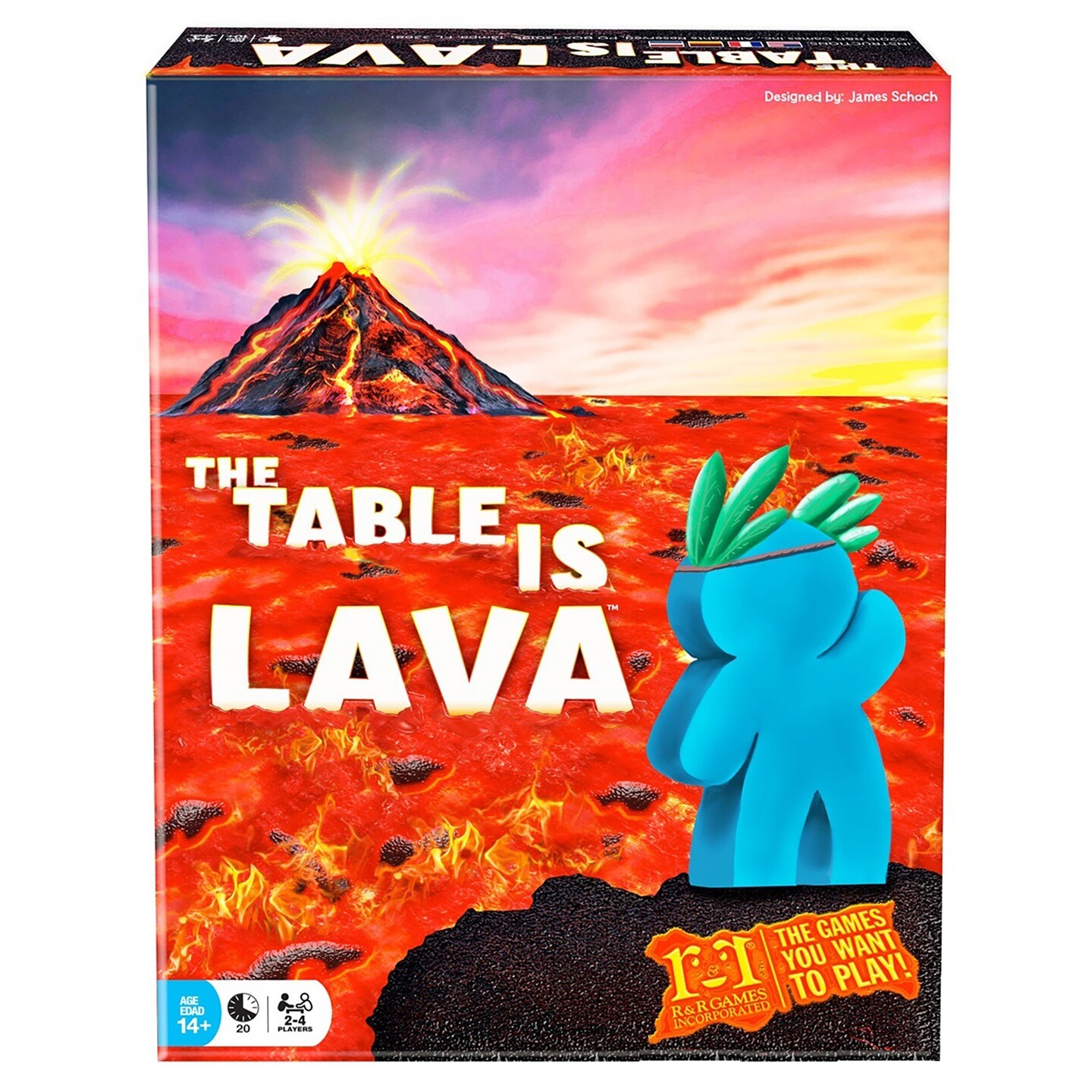 The Table Is Lava - R&#x26;R Games, Card Throwing Meeple Game, Dexterity, Ages 14+, 2-4 Players
