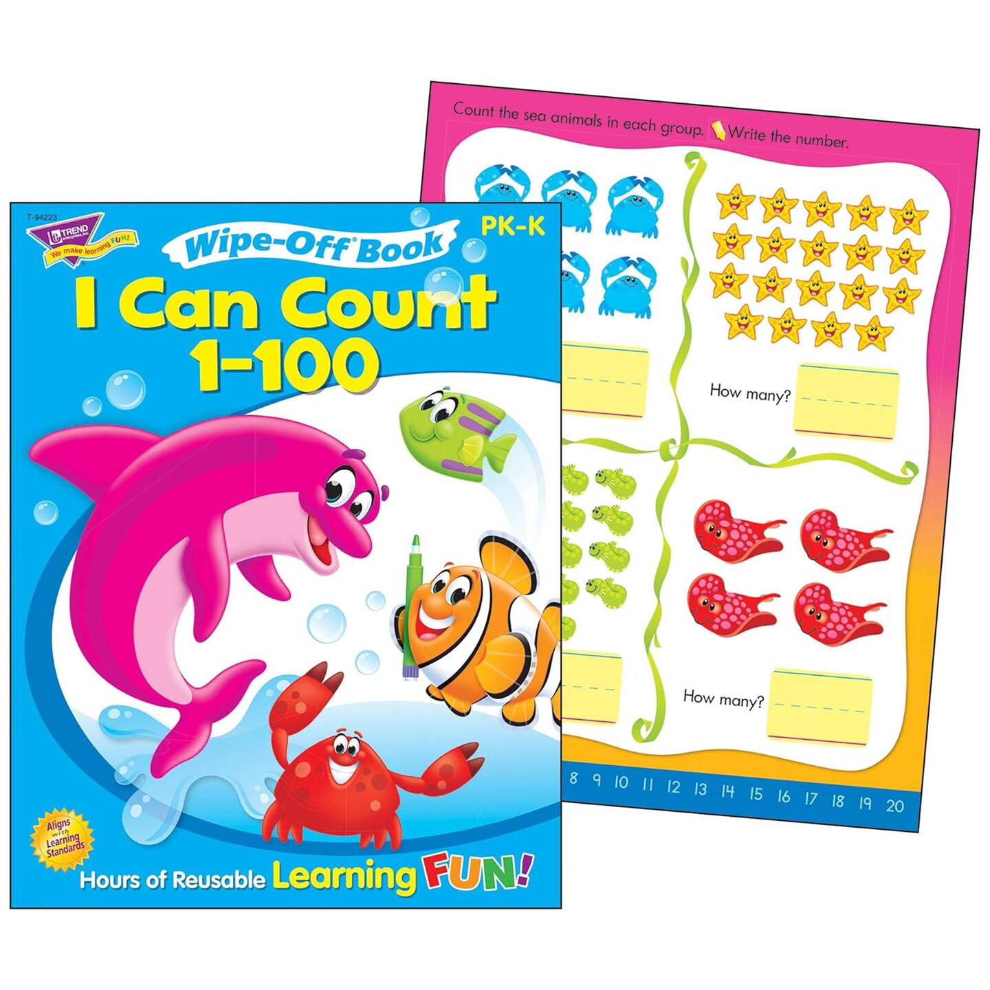 Trend Enterprises Counting to 100 Reusable Book &#x26; Crayons