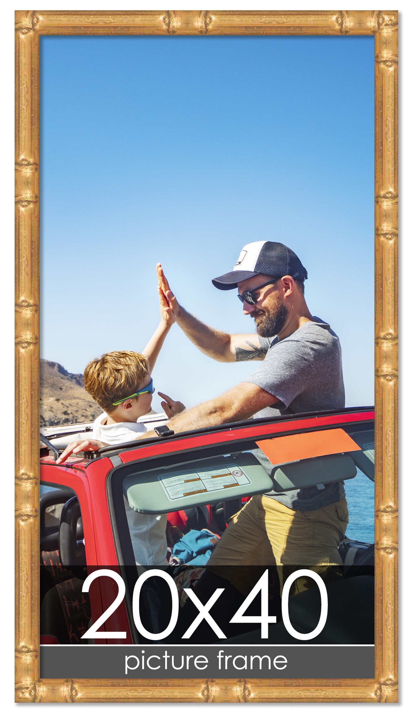 20x40 Thin Bamboo Picture Frame with UV-Resistant Acrylic &#x26; Acid Free Backing, Available in  2 Finishes - Gold and Brown