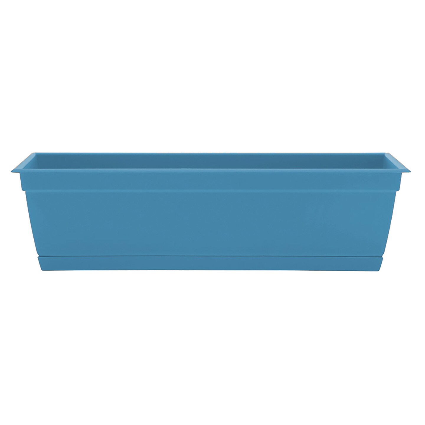 Bloem Dayton Window Box Planter: 24&#x22; - Ocean Blue - 100% Recycled Durable Plastic Box, Elevated Feet, For Indoor and Outdoor Use, Gardening, 5 Gallon Capacity