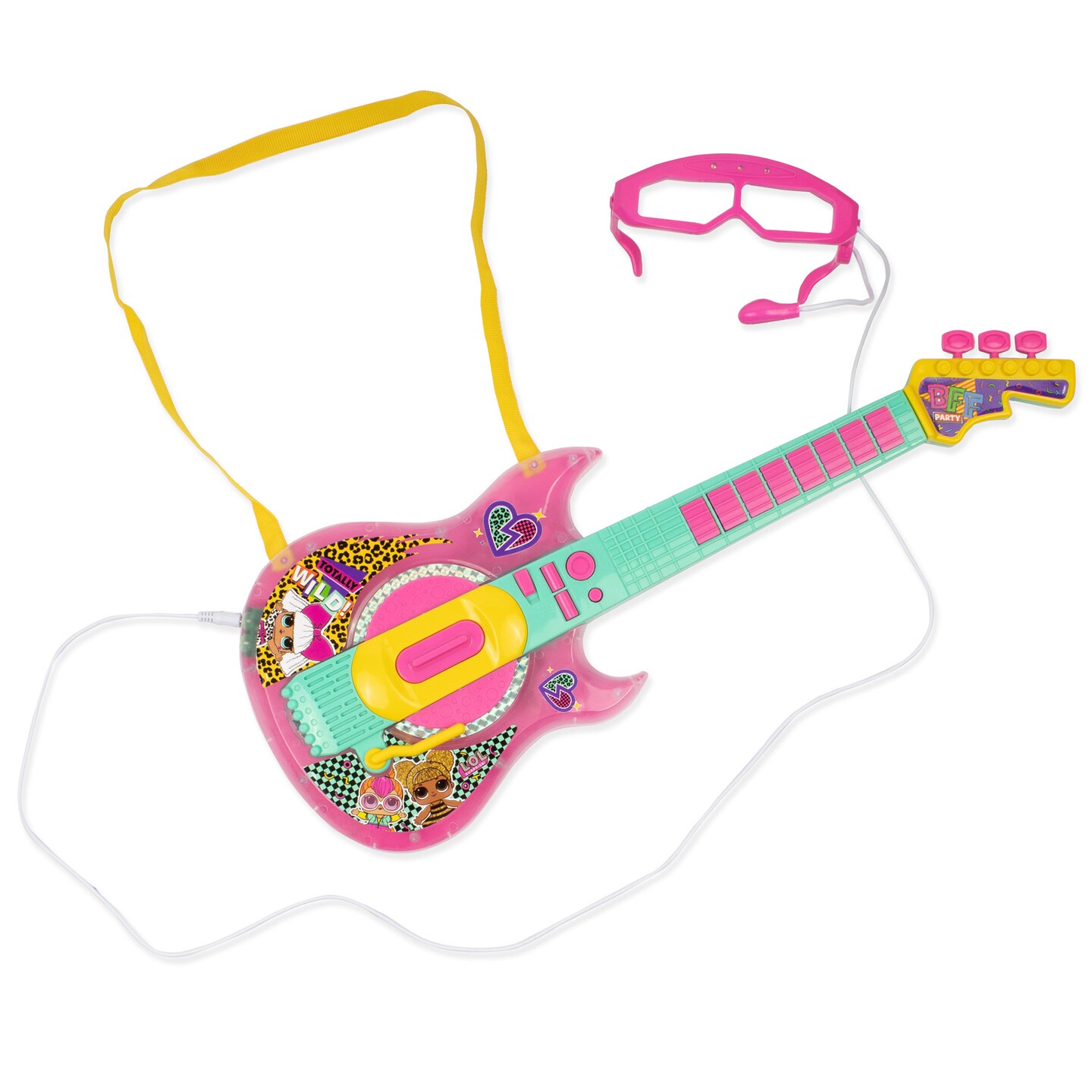 Lol Surprise: Superstar Guitar Set - Pink, Teal, Yellow - Lights &#x26; Sounds, Instrument Toy w/ Strap, Glasses With Microphone, Kids Musical Toy Ages 3+