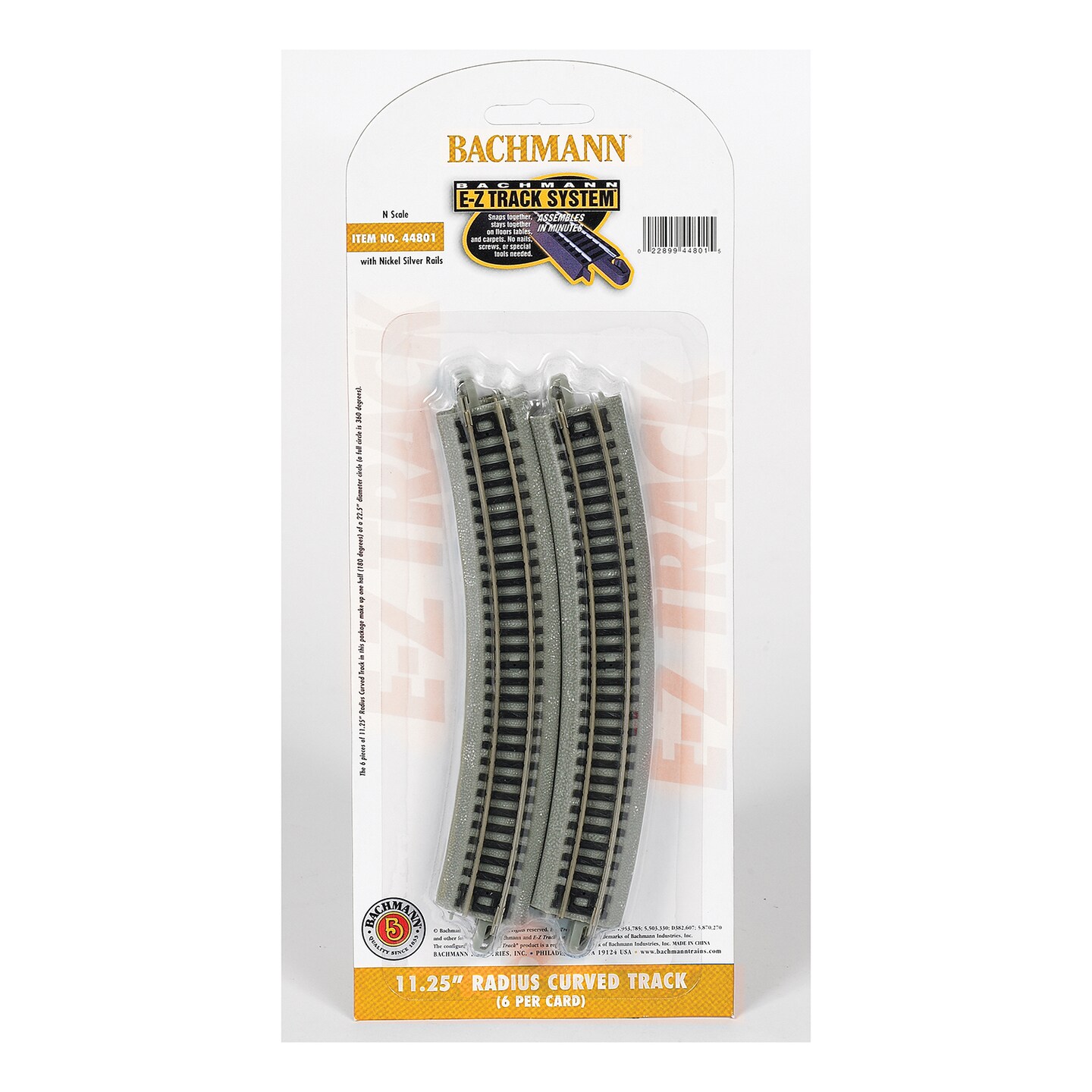 Bachmann Trains N Scale 11.25 inch Radius Curved Track Train Accessory - 6 Pack