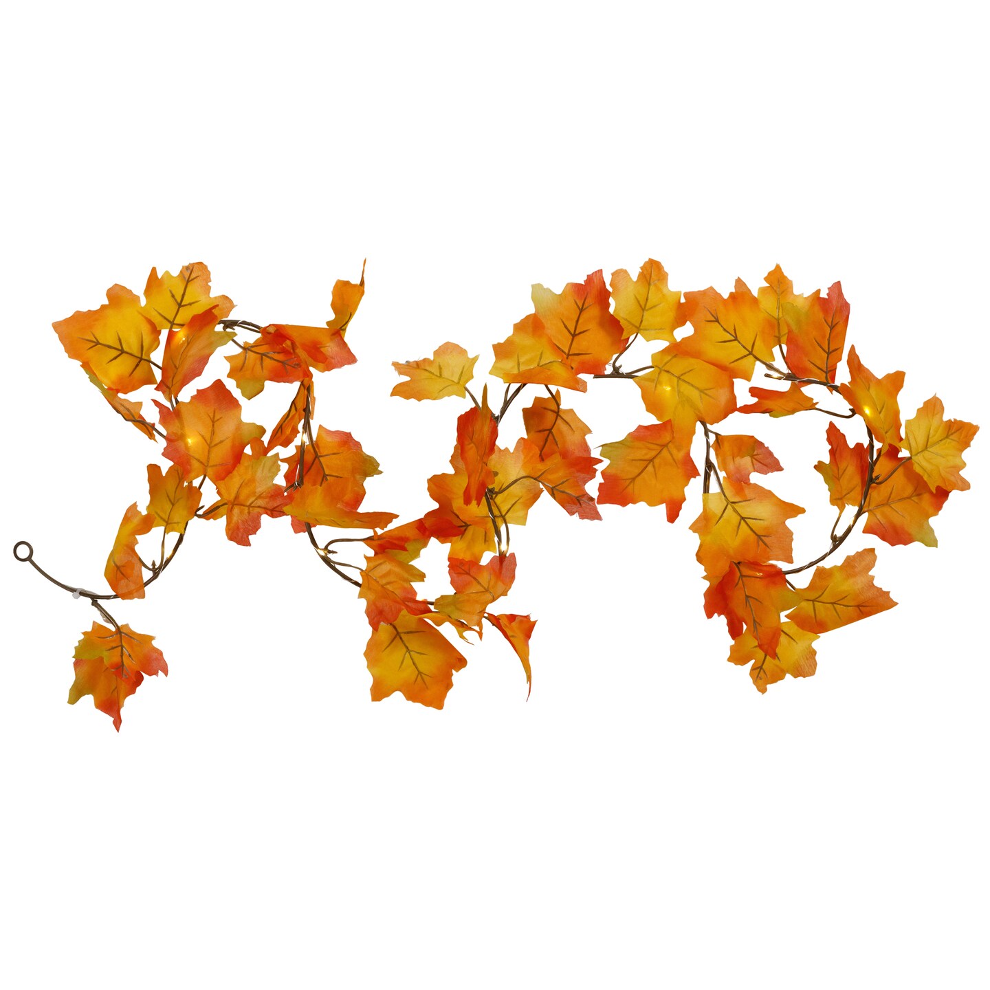 Northlight Pre-Lit Battery Operated Maple Leaf Fall Harvest Garland - 5&#x27; x 5&#x22; - Warm White Lights