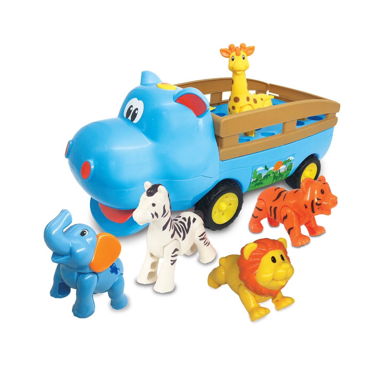 Kiddieland Happy Hippo N&#x27; Friends Toy Vehicle w/ Animal Figures