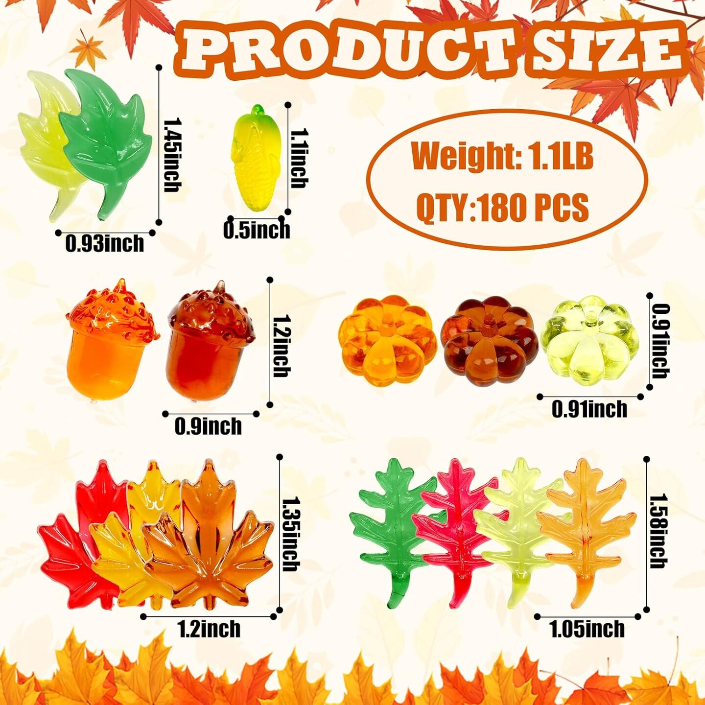 Mini Pumpkins Acorns Maple Leaves Corn Acrylic Fall Decorations, Mini Pumpkins Harvest Festival Decor, Fall Vase Filler for Thanksgiving Autumn Decor]