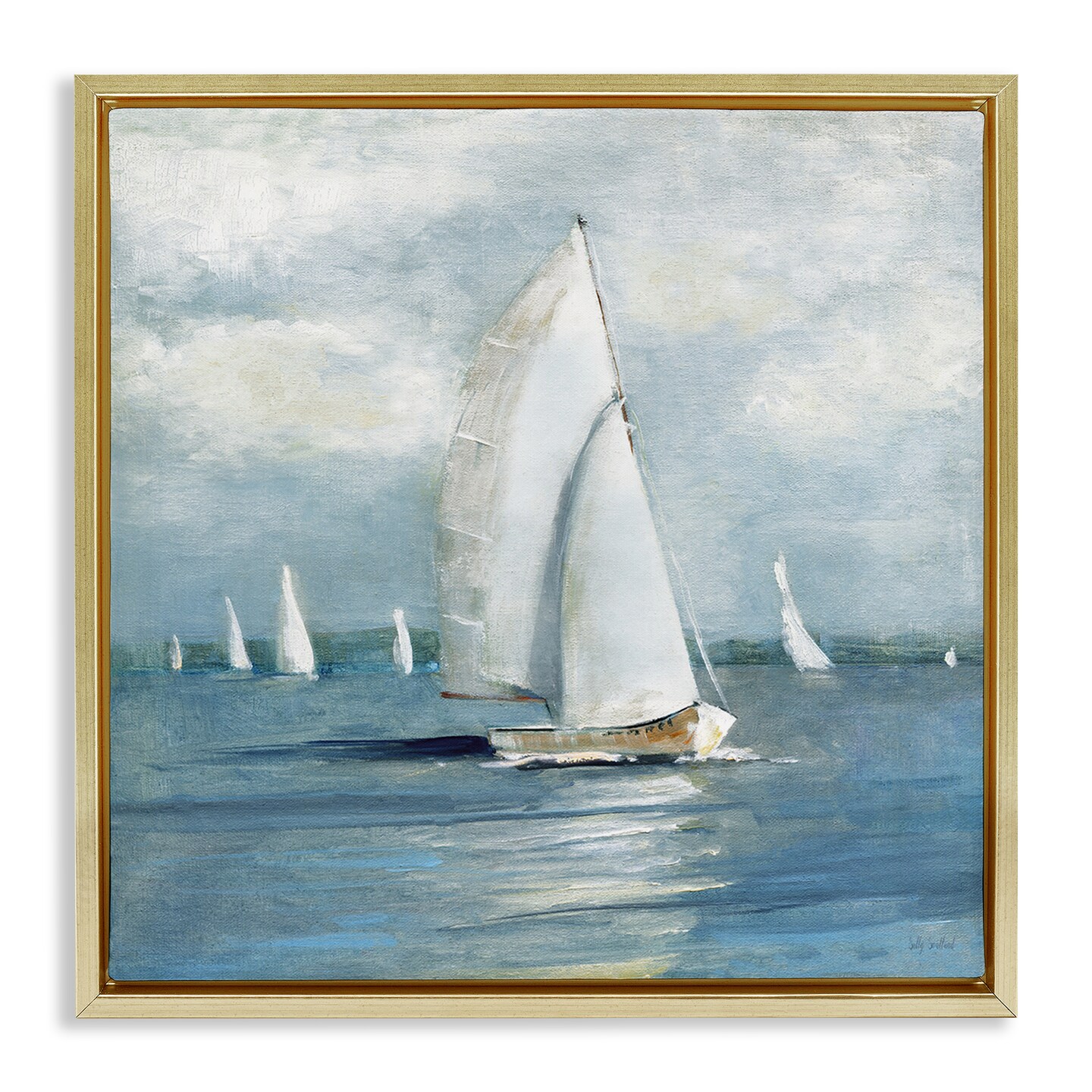 Stupell Industries Cruising Sailboat Seascape Floating Frame By Sally ...
