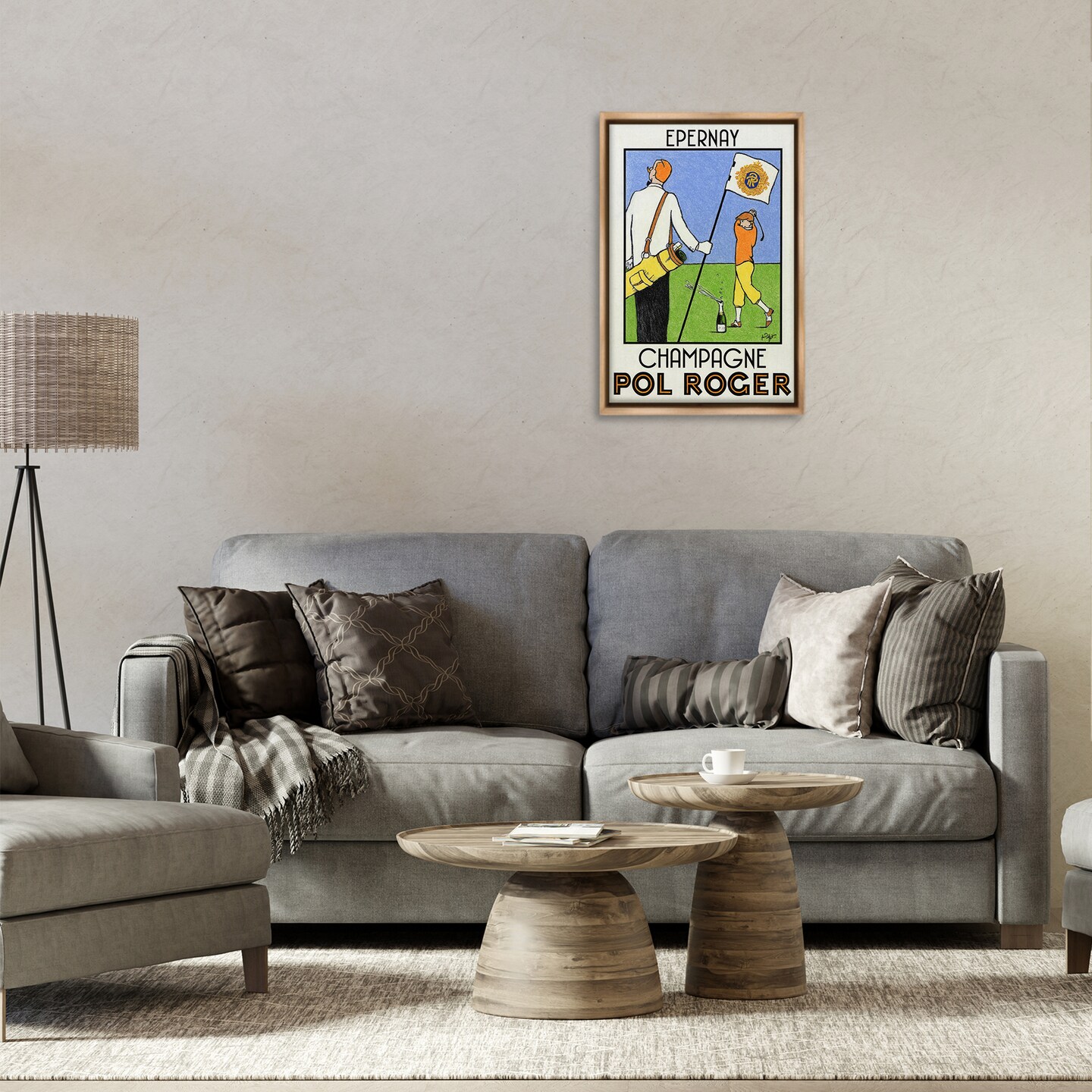Stupell Industries Vintage Golfers Champagne Ad Floating Frame By Jean-Pierre Got