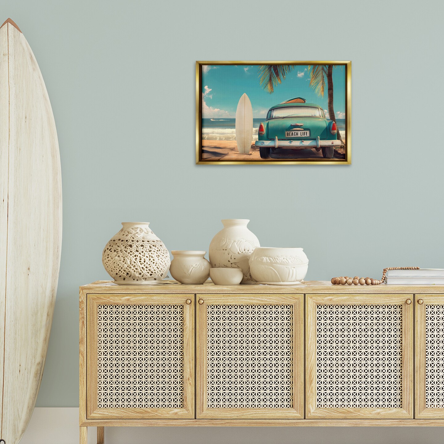 Stupell Industries Summer Beach Life License Plate Floating Frame By CAD Designs