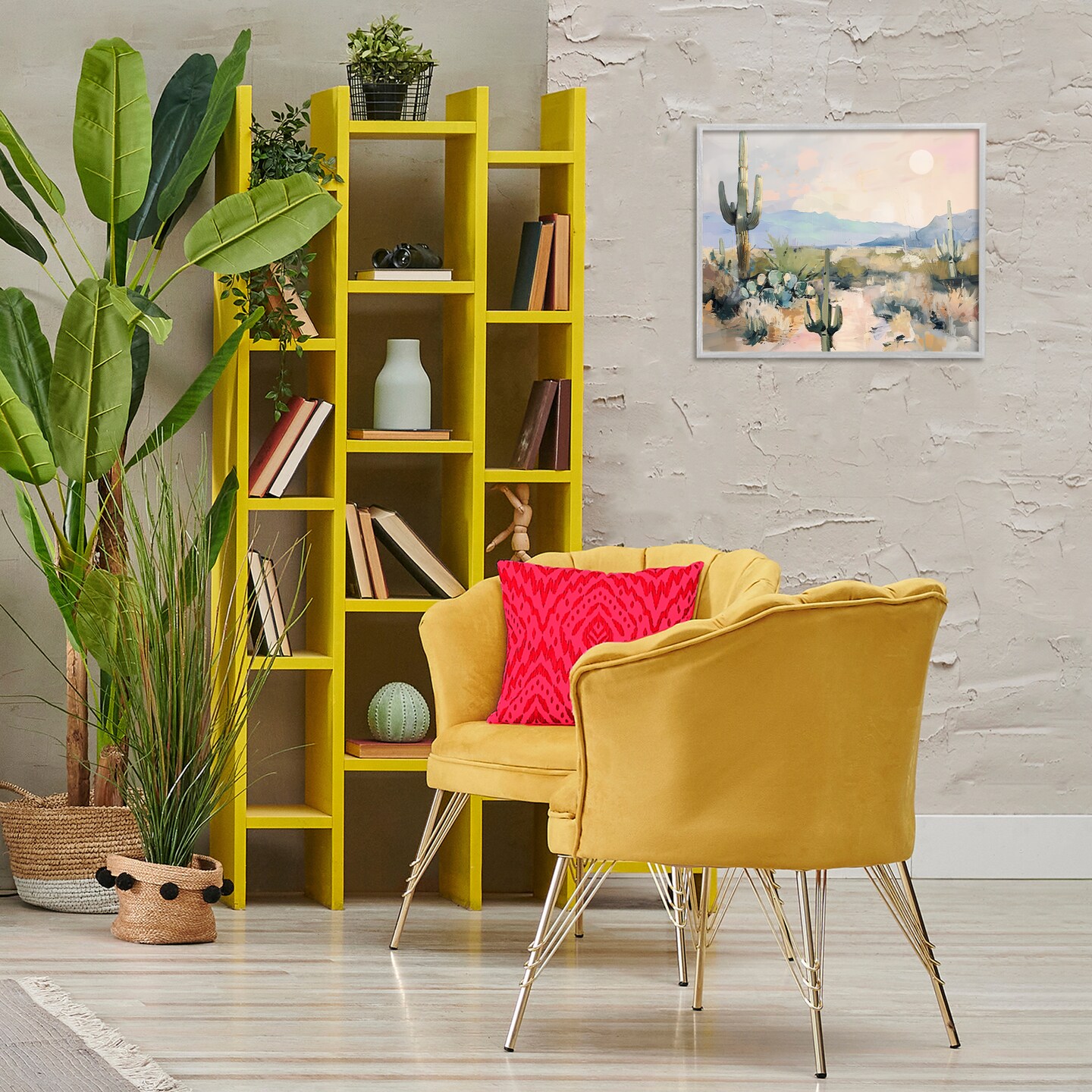 Stupell Industries Prairie Desert with Cacti Framed Giclee By Annabelle Hall