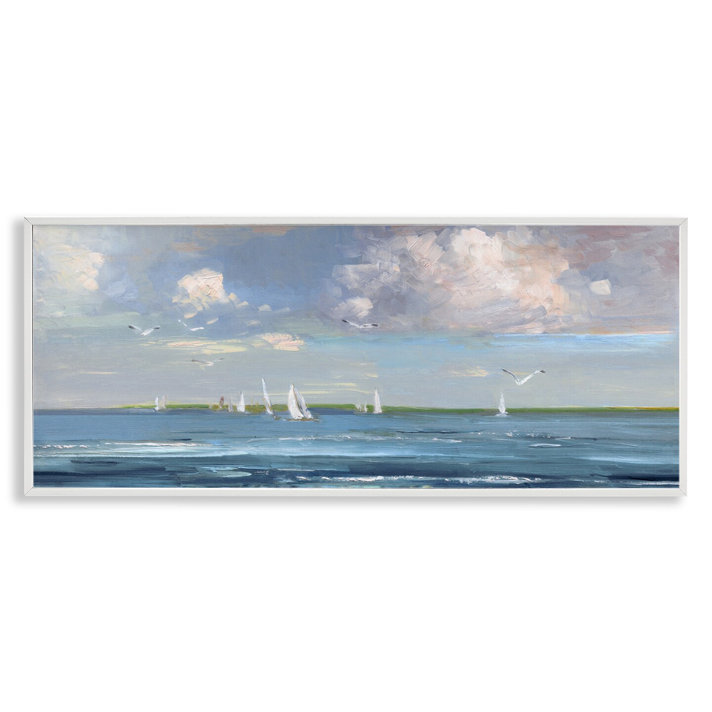 Stupell Industries Distant Sea Vessels Seascape Framed Giclee By Sally ...