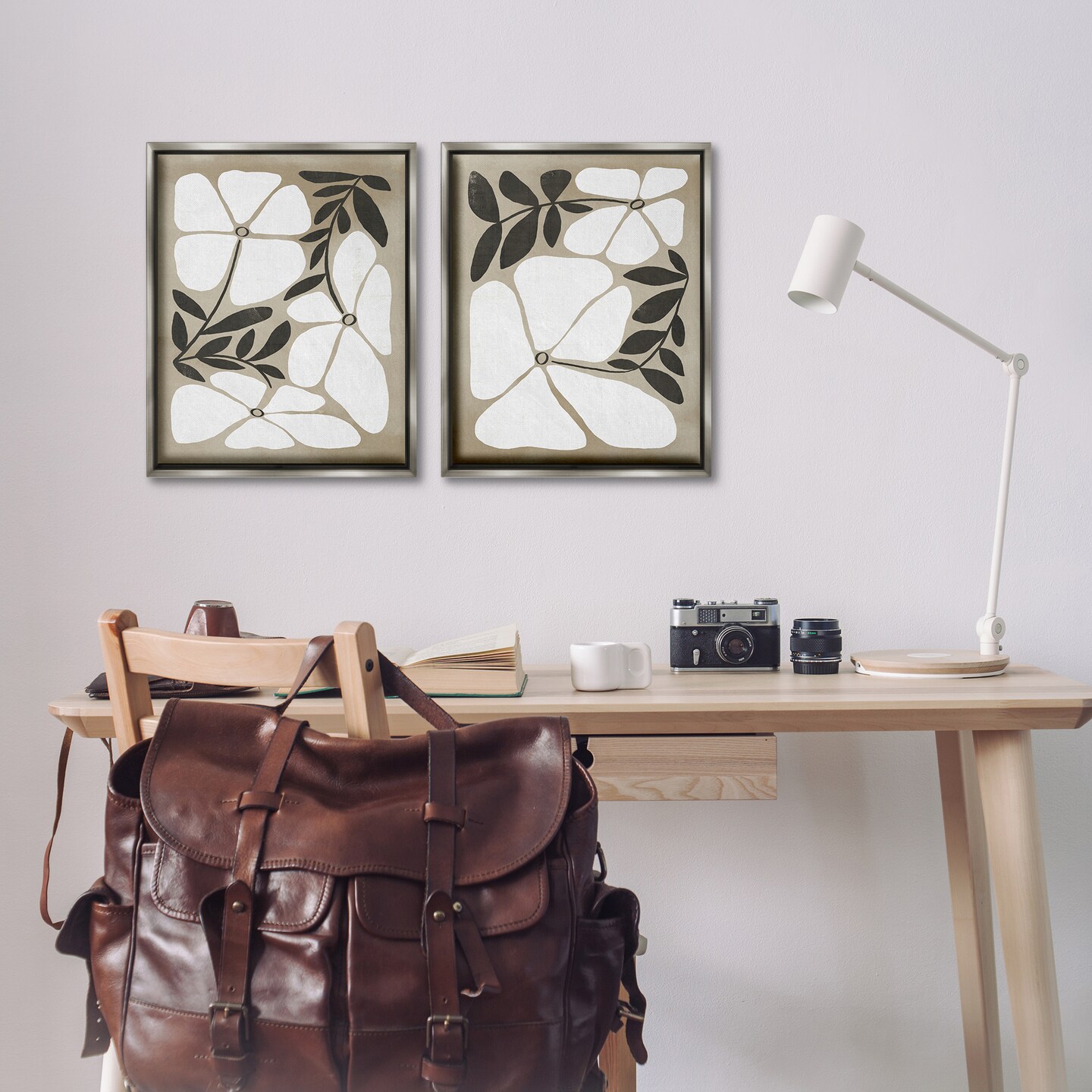 Stupell Industries Neutral Bohemian Flowers 2pc Floating Frame Set Design by Victoria Barnes