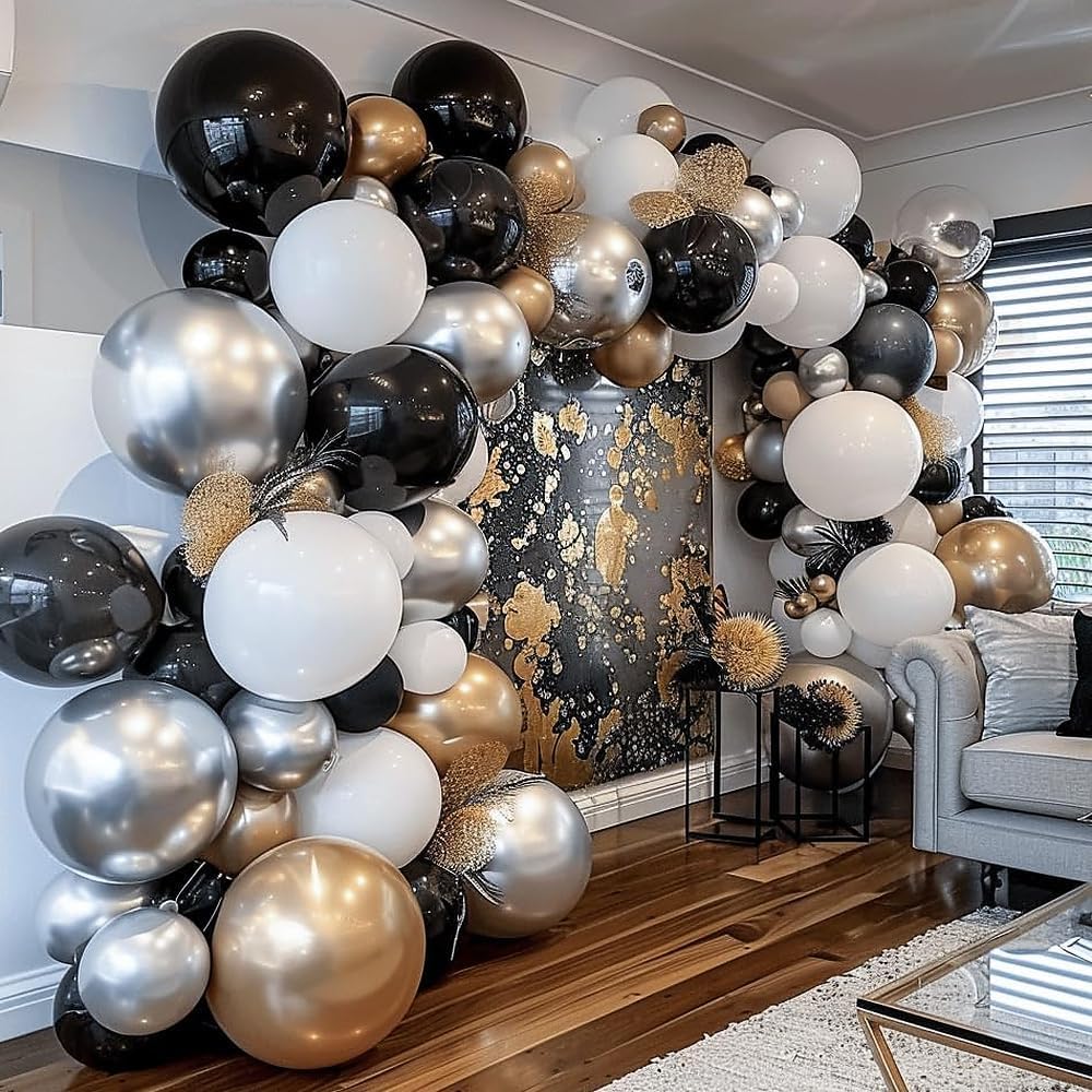 Black Balloons Double Stuffed Latex Balloon Garland Arch Kit Different Size 18/12/5 inch