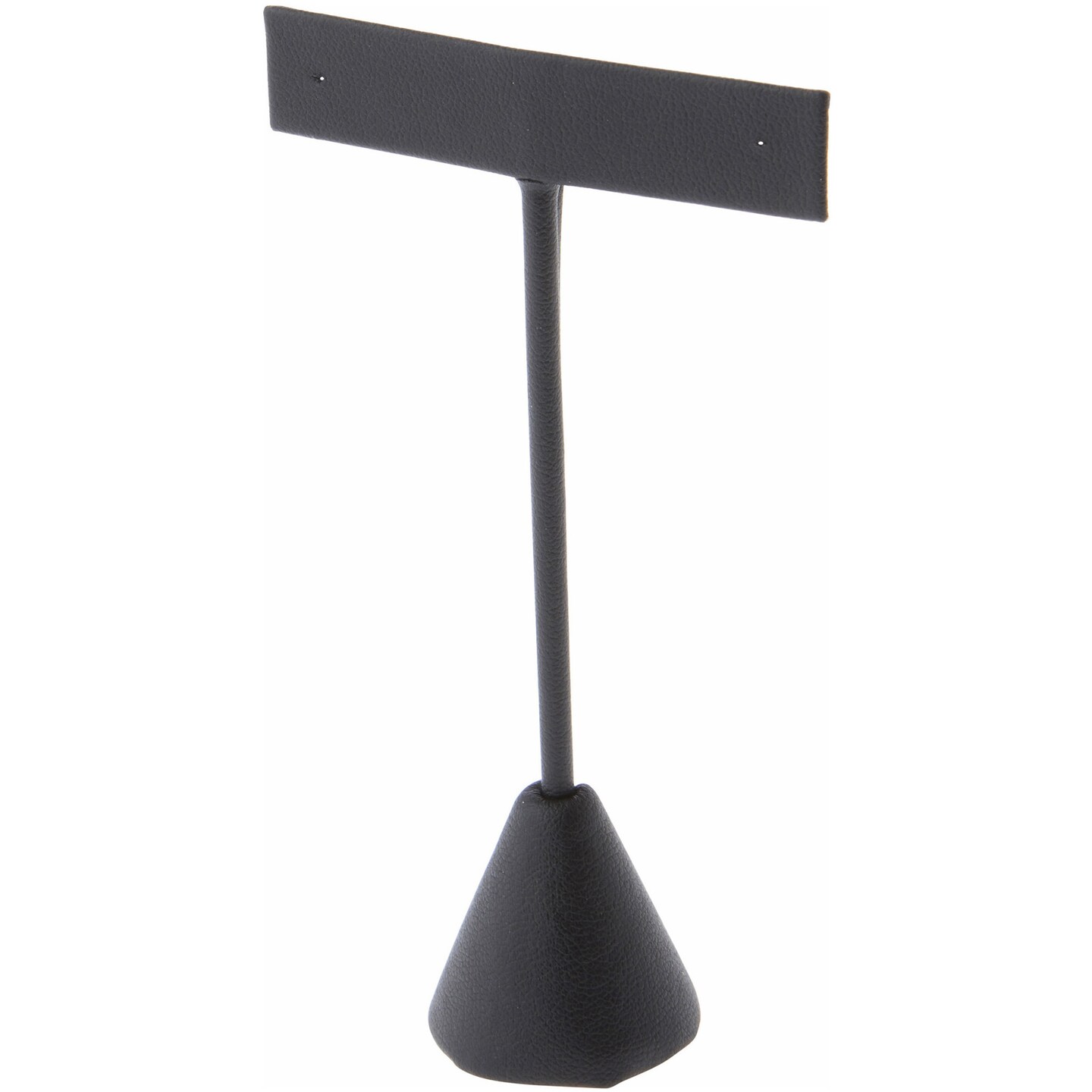 Plymor Black Faux Leather "T" Style, Single Pair Earring Display Stand, 2.5" W x 1.25" D x 4.5" H