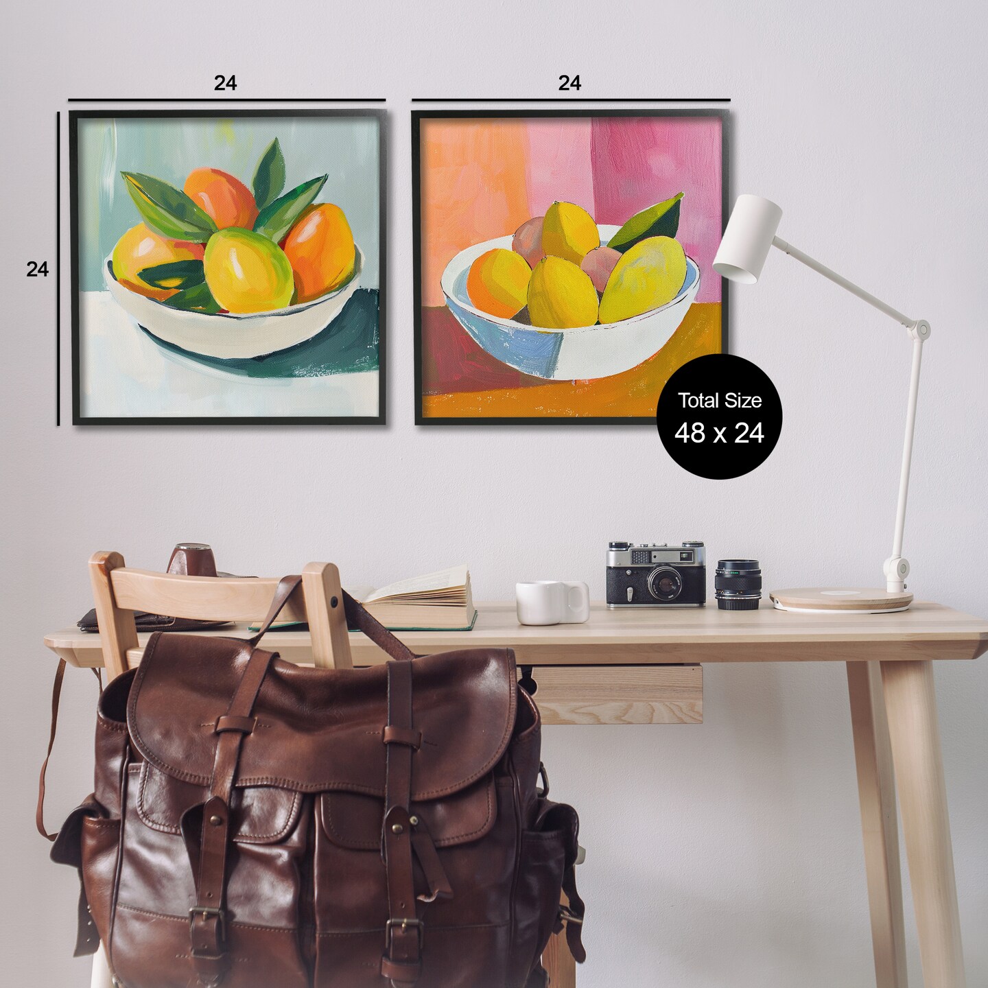 Stupell Industries Fresh Fruits in Bowl 2pc Framed Giclee Set Design by Walker Noble