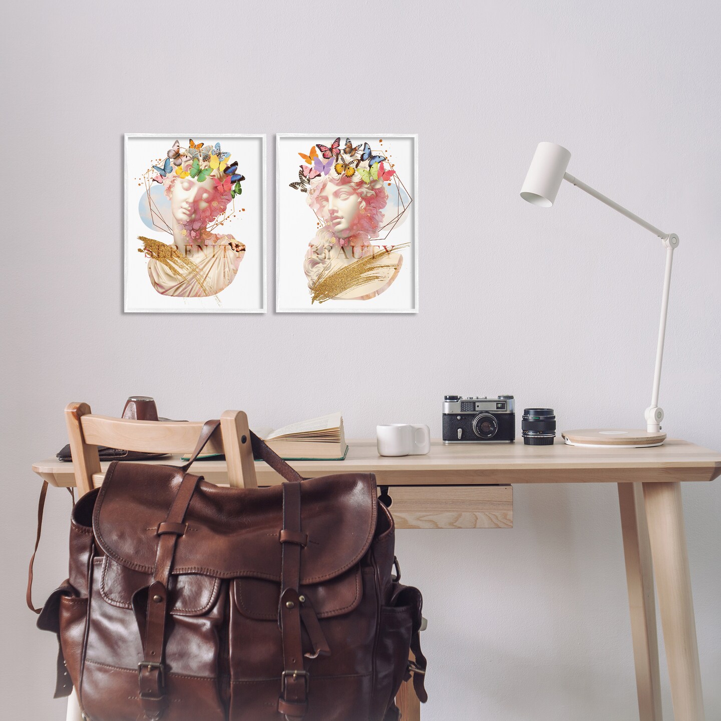 Stupell Industries Serenity &#x26; Beauty Glam Collages 2pc Framed Giclee Set Design by Susan Arnot