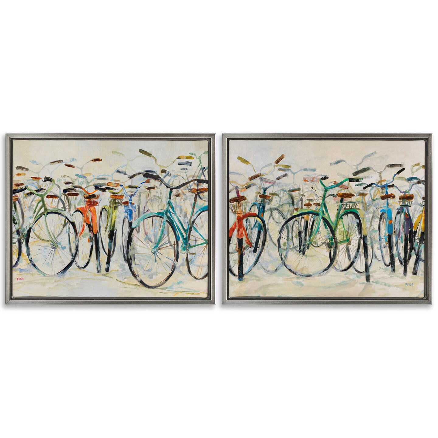 Stupell Industries Dynamic Bicycles on Beige 2pc Floating Frame Set Design by Dusza