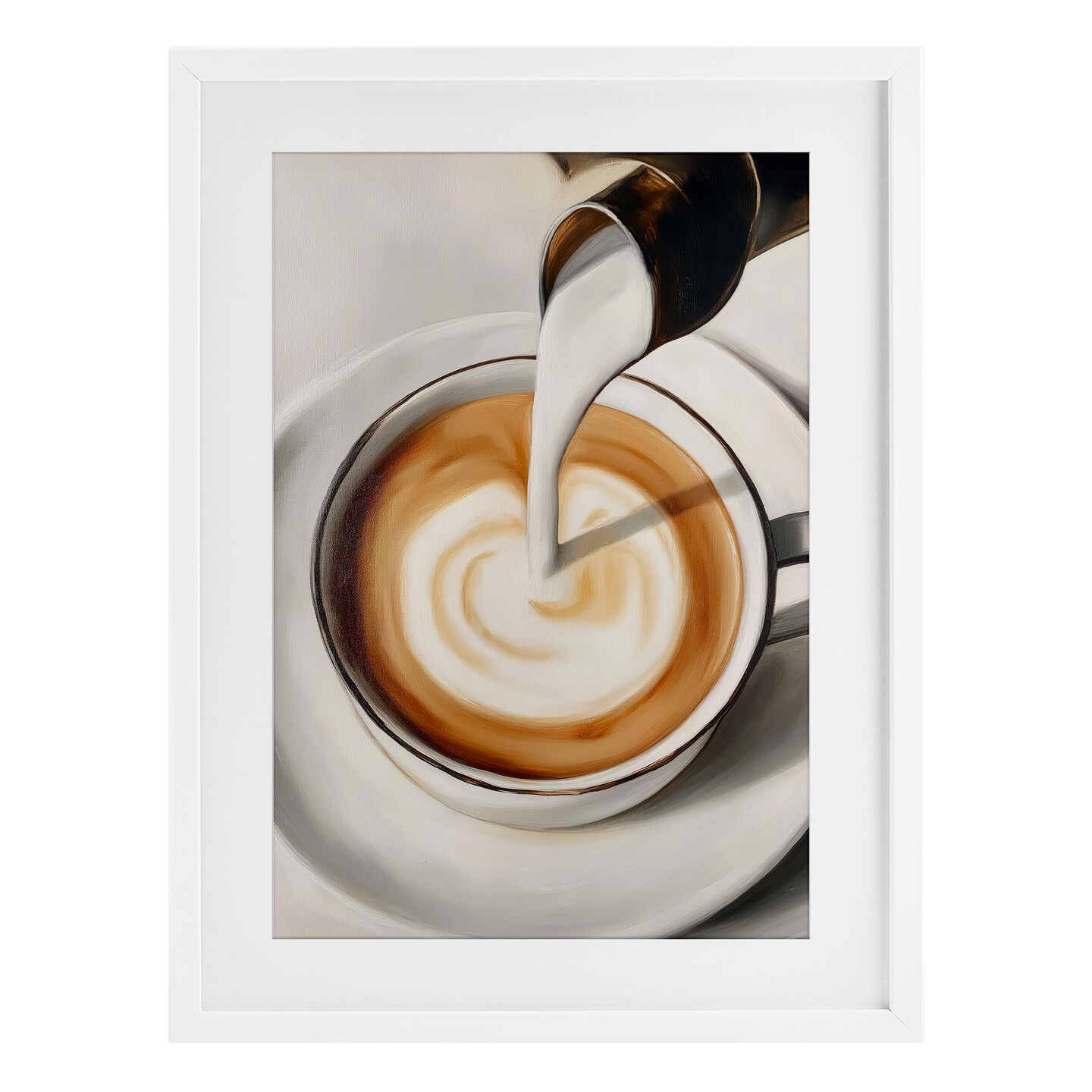 Stupell Industries Pouring Latte Milk Swirl Framed Print Under Glass, design by Annabelle Hall