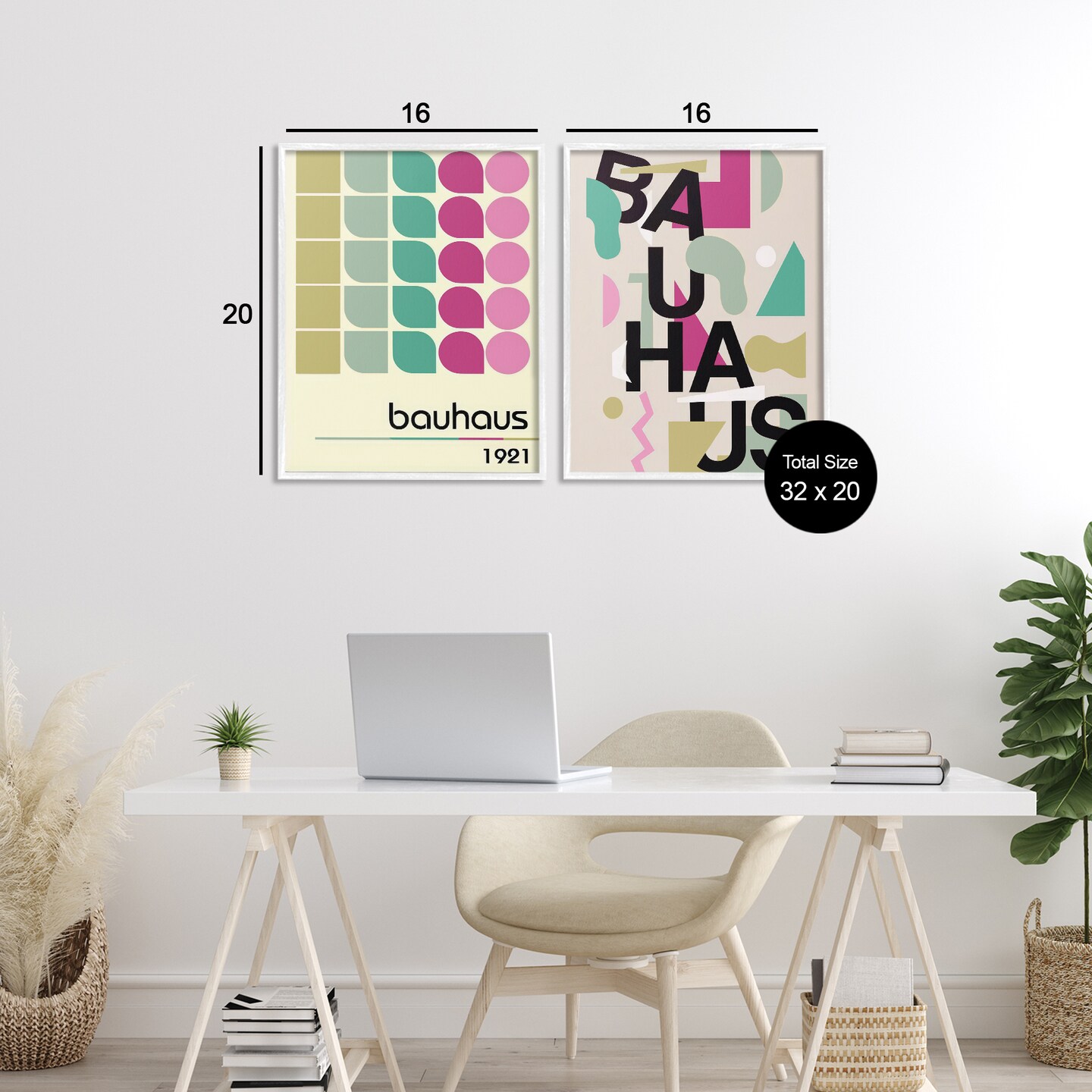 Stupell Industries Vintage 1921 Bauhaus Design 2pc Framed Giclee Set, design by Annabelle Hall