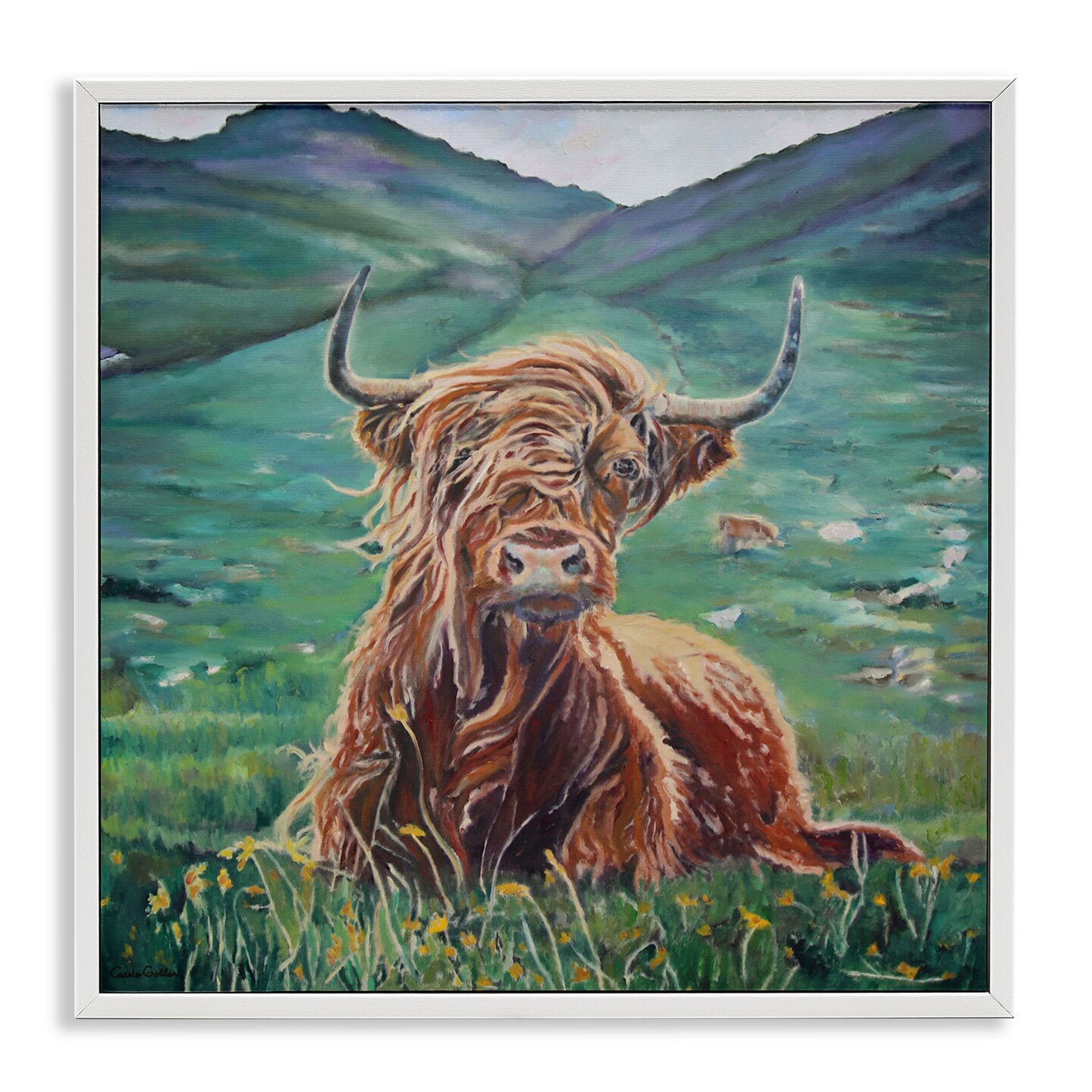 Stupell Industries Highland Cattle Windblown Framed Giclee, design by Carrie Goller