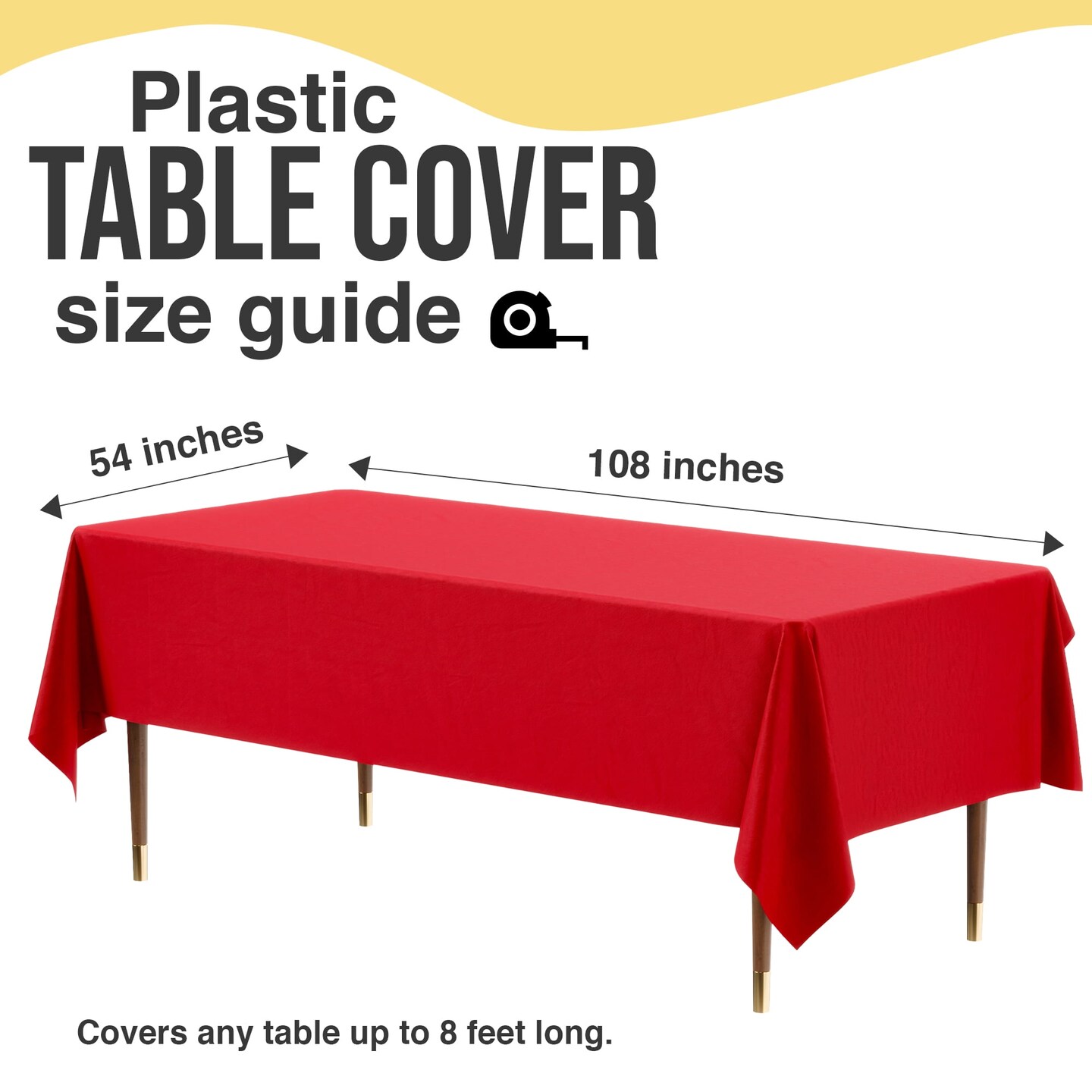 Exquisite 12-Pack Premium Plastic Tablecloth 54in. x 108in. Rectangle Plastic Table Cover