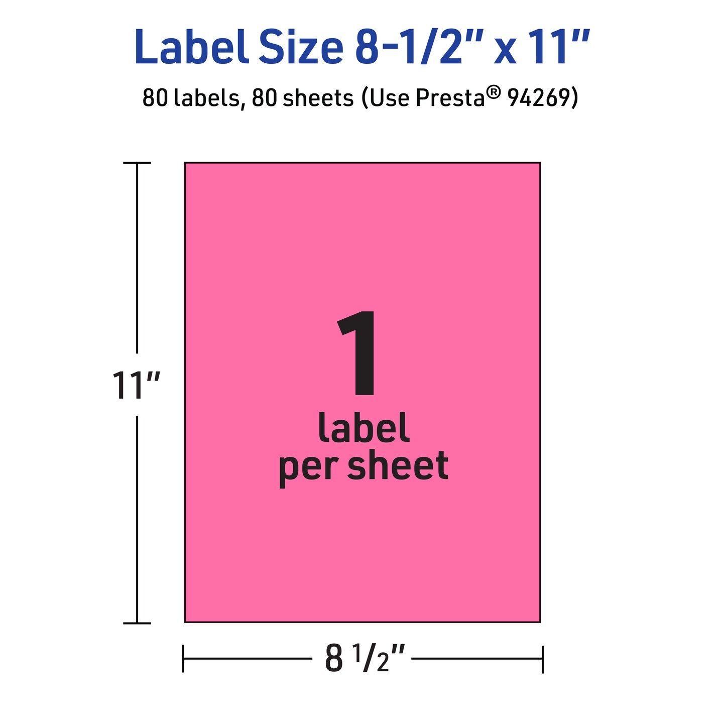 Avery Bright Pink Sticker Paper, 8.5&#x22; x 11&#x22; Rectangle
