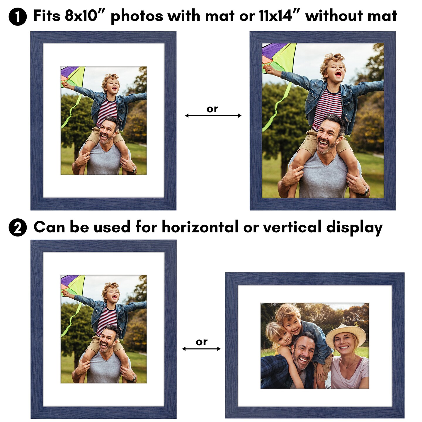 Americanflat Picture Frame with Wide Molding with Mat - Modern Wide Picture Frame - Plexiglass Cover - Hanging Hardware - Includes Easel