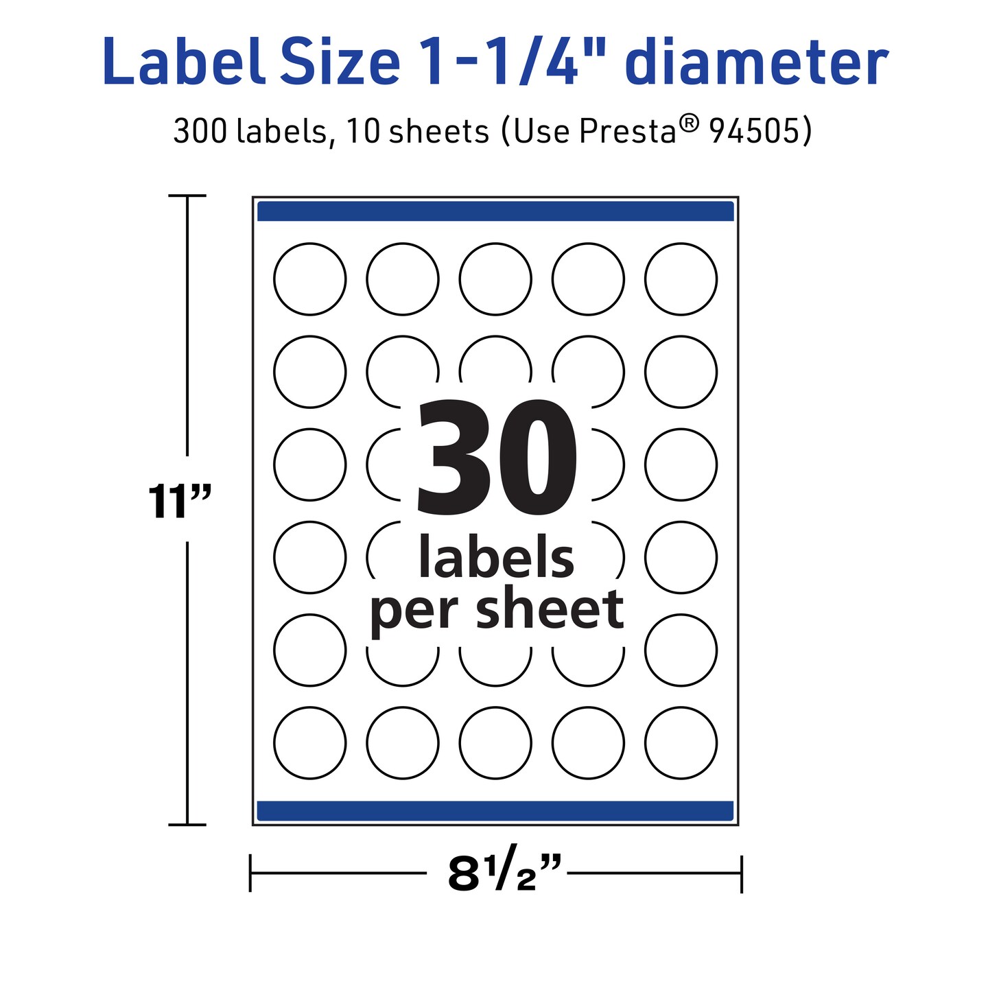 Avery TrueBlock Matte White Paper Labels,  1-1/4&#x22; diameter Round