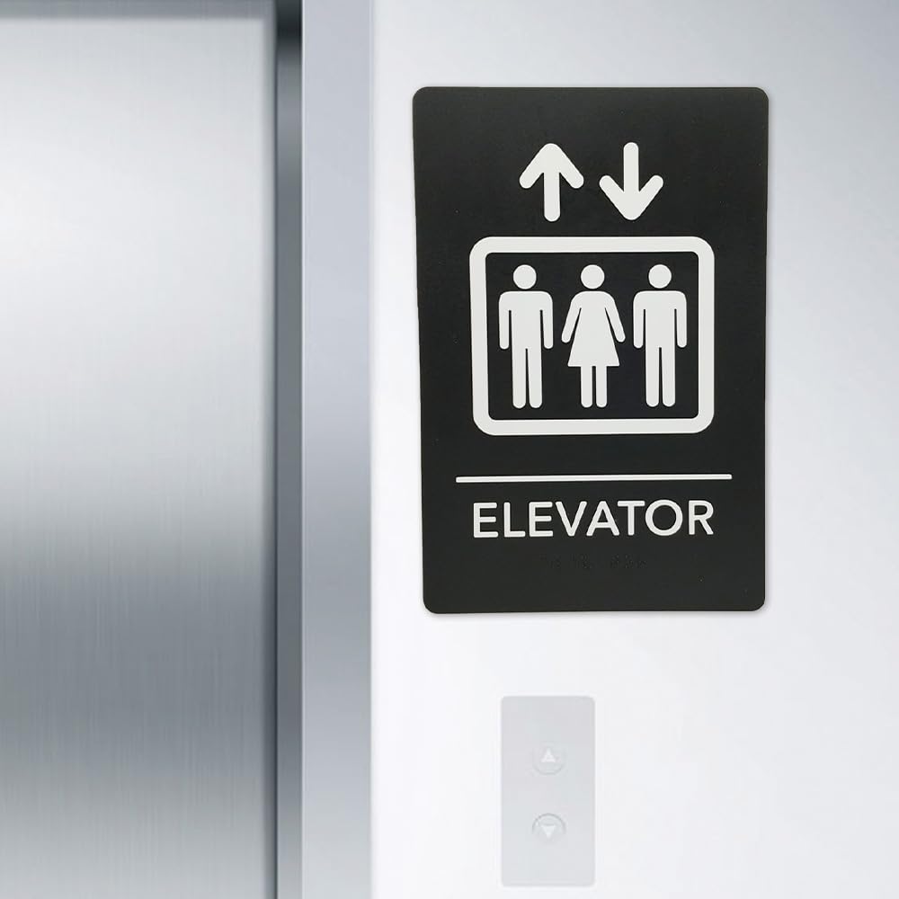 ADA-Compliant Wayfinding Signs – Durable, Non-Glare, Scratch-Resistant & Ready to Install. Featuring Grade 2 Braille & Raised Tactile Text, These Premade Signs Ensure Easy Compliance for Businesses 2 Pack