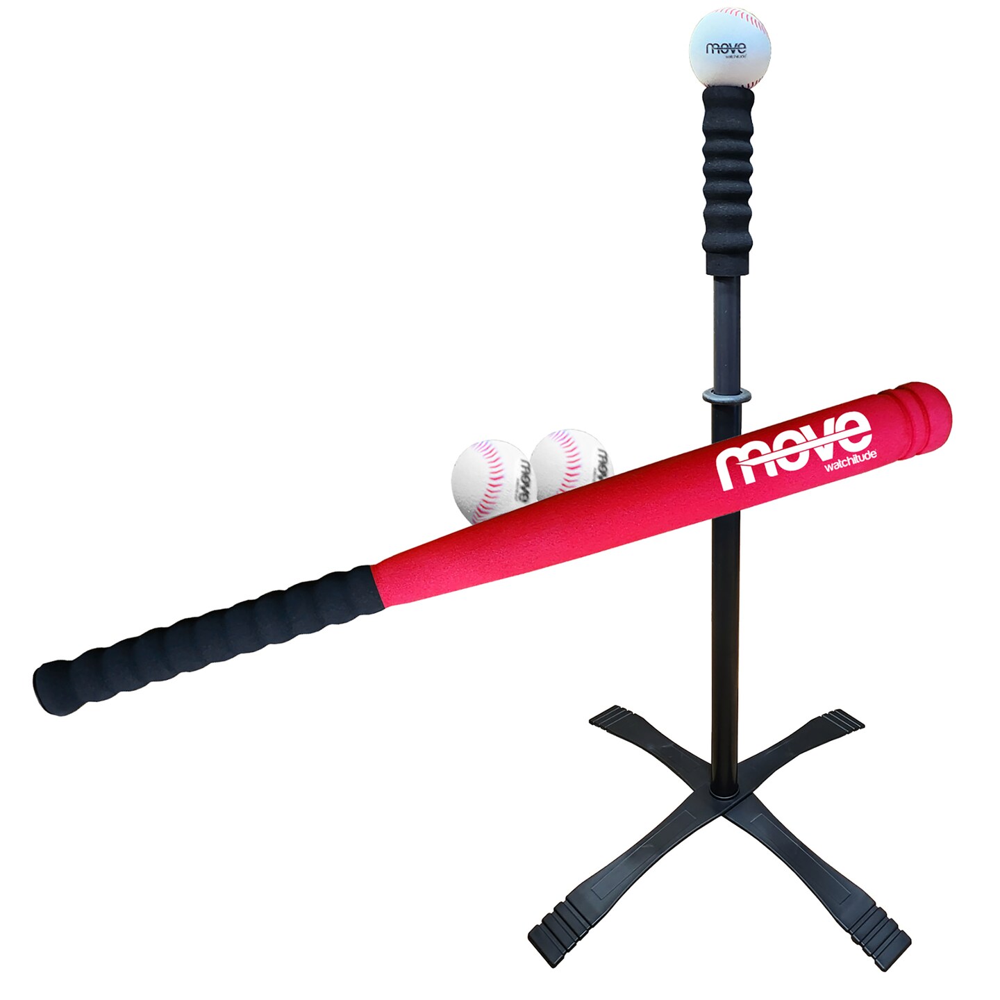 Watchitude Move: Kids Tee-Ball Set - Portable Baseball Game, Foam Bat &#x26; 3 Padded Balls, Adjustable T-Stand, Sports Set, Training &#x26; Practice, Ages 4+