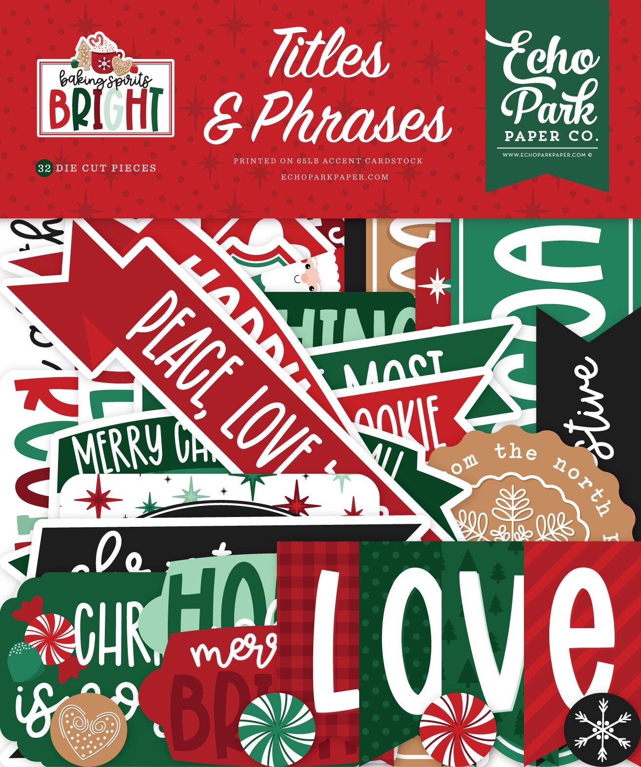 Echo Park Ephemera-Titles &#x26; Phrases, Baking Spirits Bright