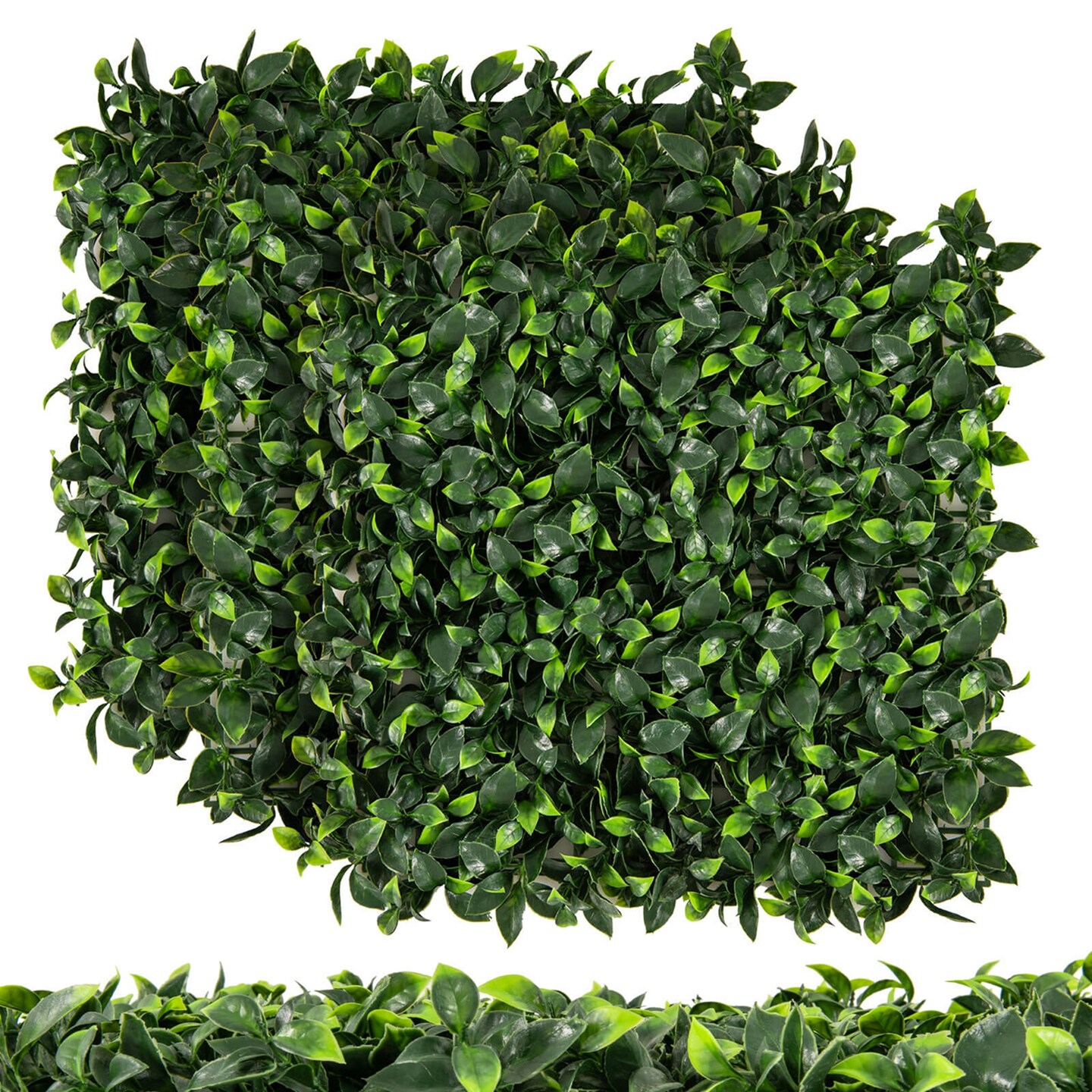 Costway 12 Pcs Faux Topiary Gardenia Shrub Grass Panels with Insertable Branches 20&#x22; x 20&#x22;