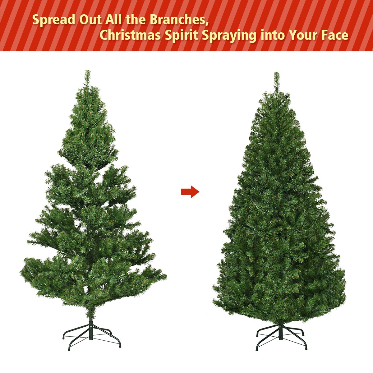 Costway 4/5/6/7/8/9 Ft Pre-Lit Artificial Christmas Tree Hinged 100/150/350/500/750/1000 LED Lights